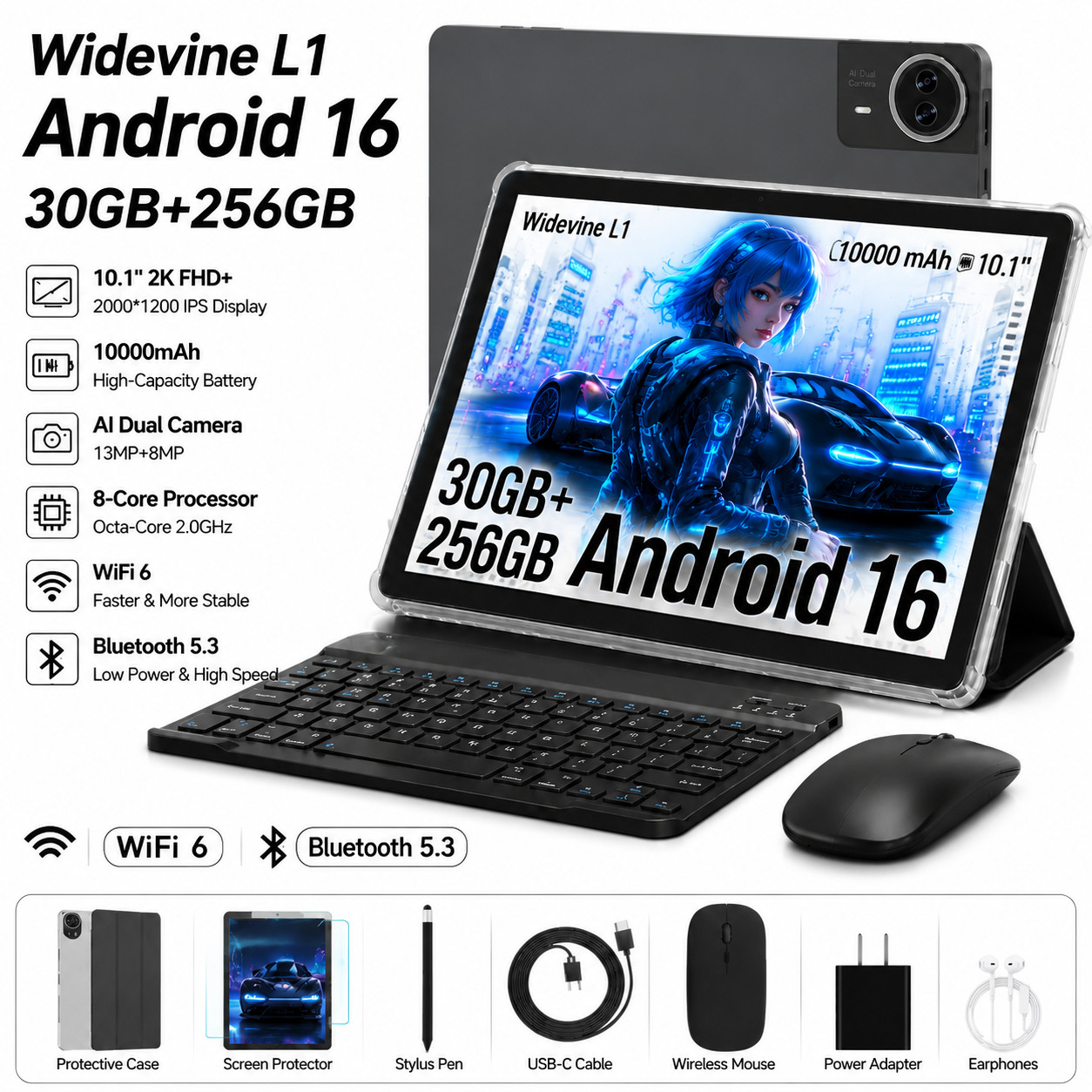 14.1 inch Dual-Function 2-in-1 Tablet Android 16 30GB RAM 256GB ROM WiFi 10pcs