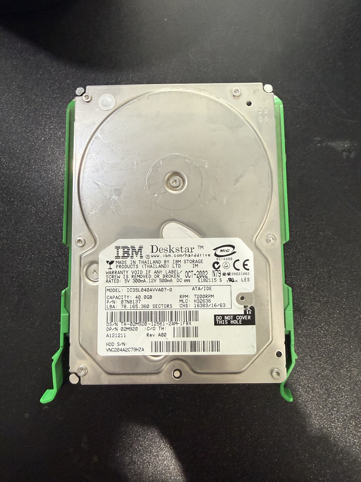 IBM IC35L040AVVN07-0 Deskstar 40GB Internal 3.5" IDE/PATA Hard Drive HDD