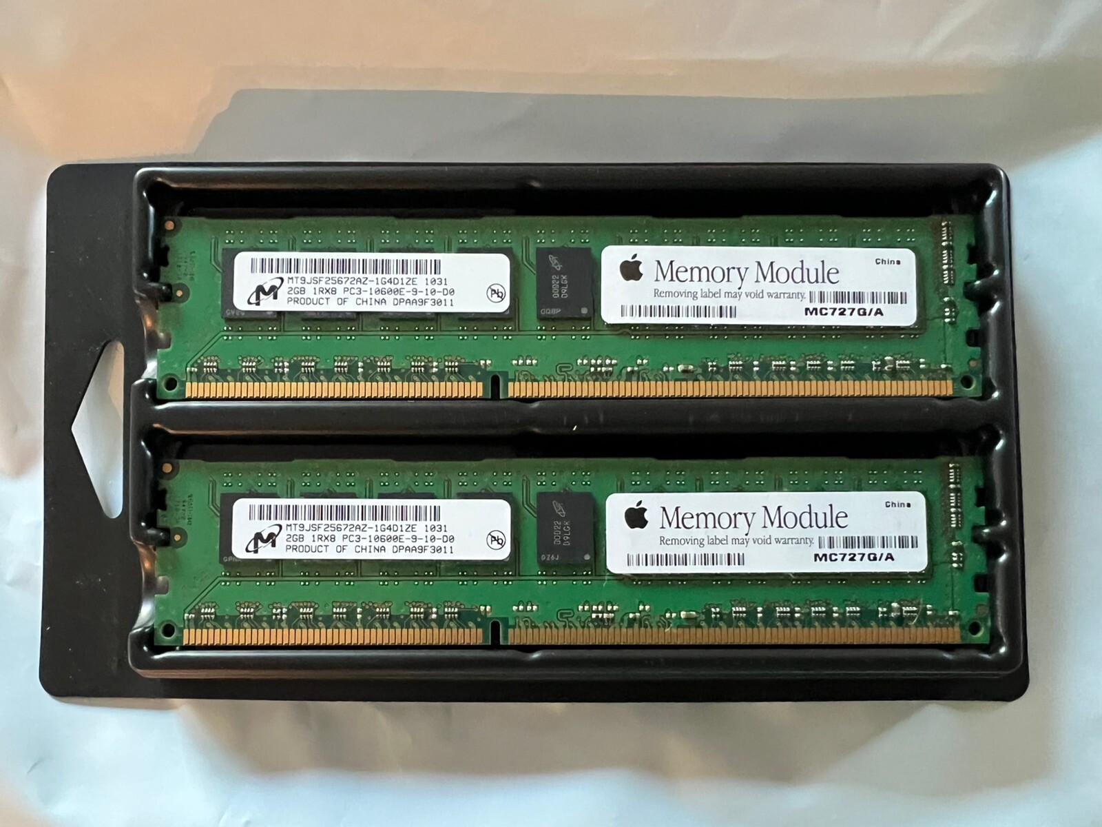 4gb LOT OF 2 (2x2gb) Apple Memory module 2GB MC727G/A PC3-10600E MT9JSF25672AZ 
