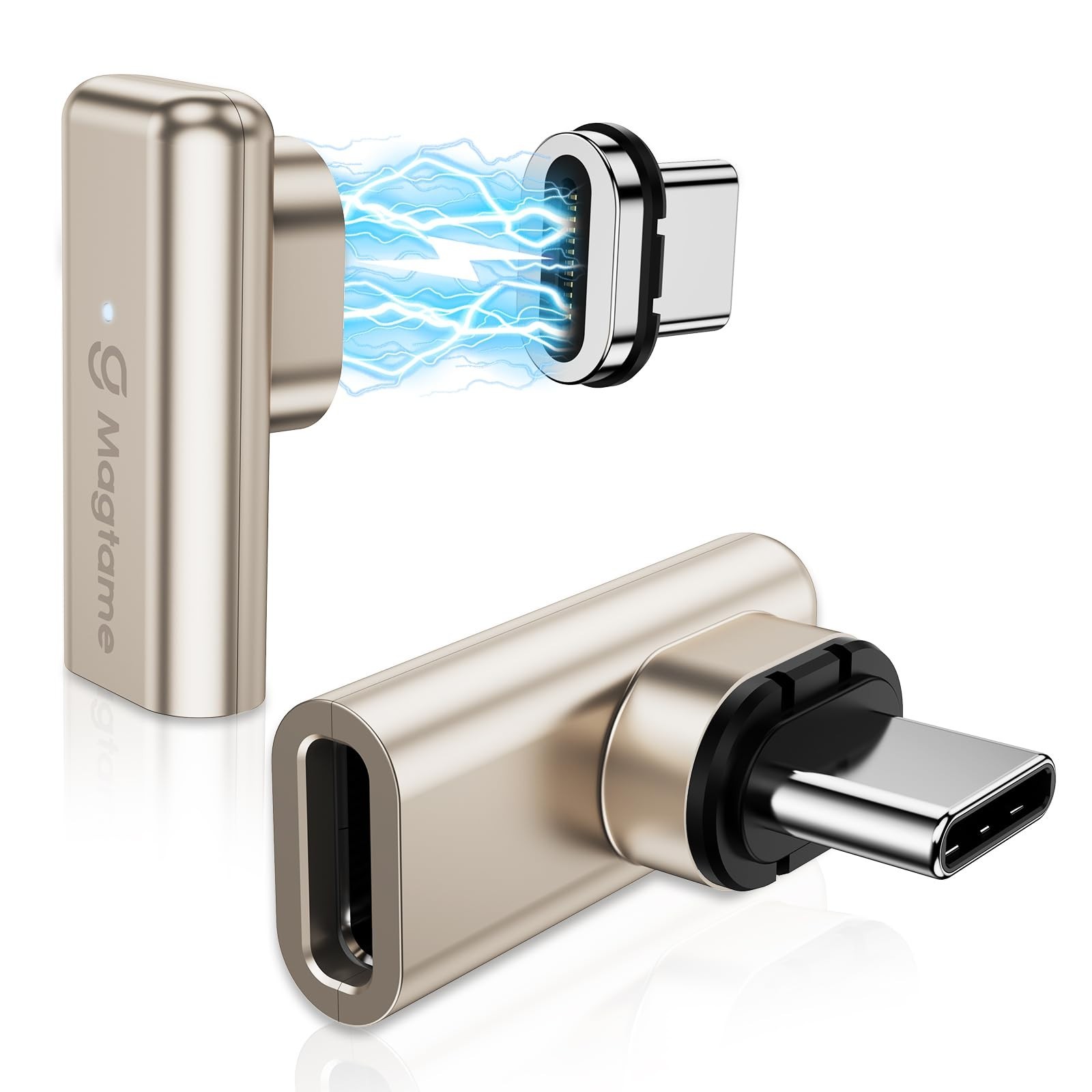 240W Magnetic USB C Right Angle Adapter 2-Pack, 40Gbps Type C Extender 24Pin