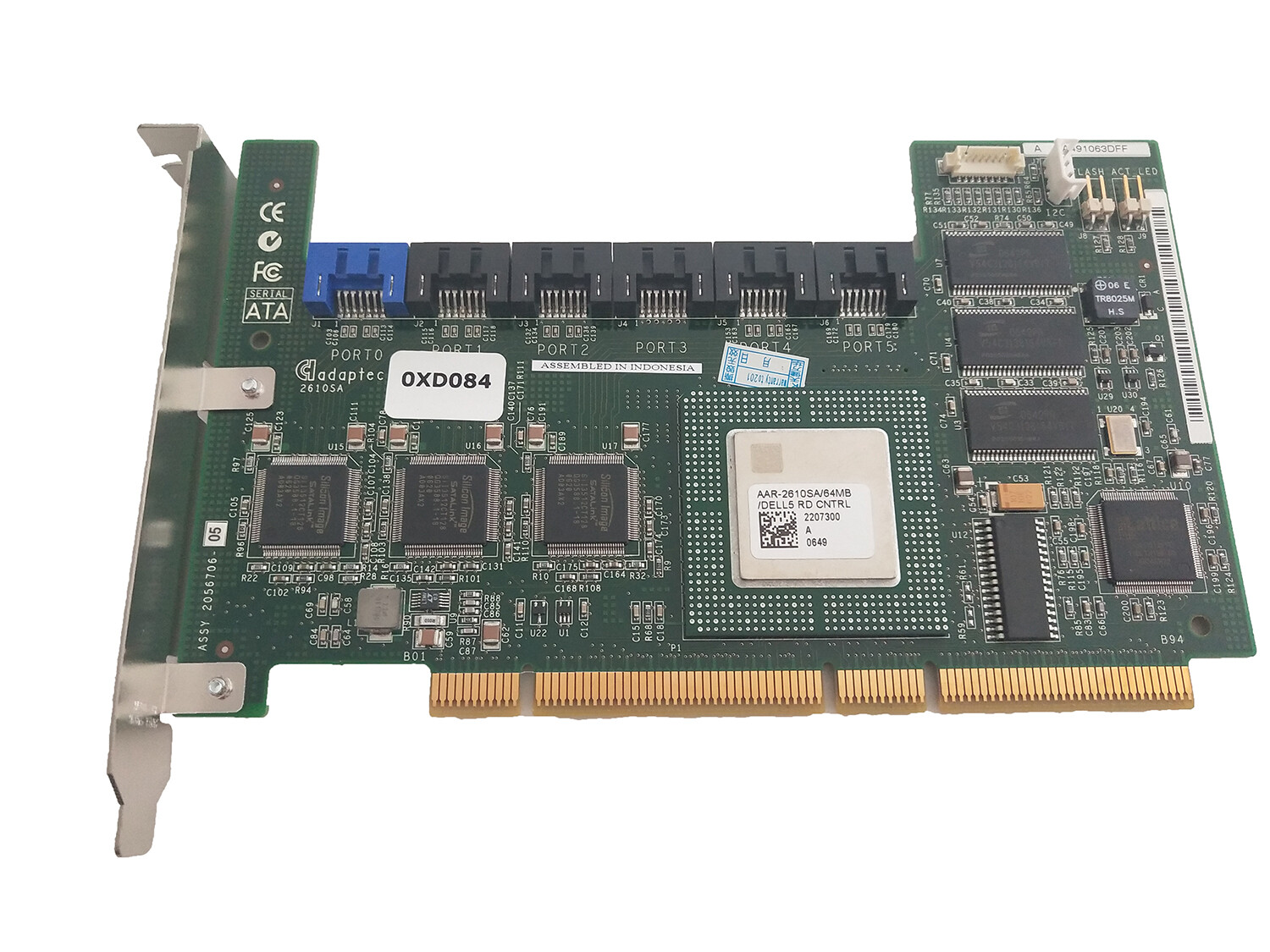 0XD084 For DELL Adaptec CERC 2610SA 64MB 6 Port SATA PCI-X RAID Controller