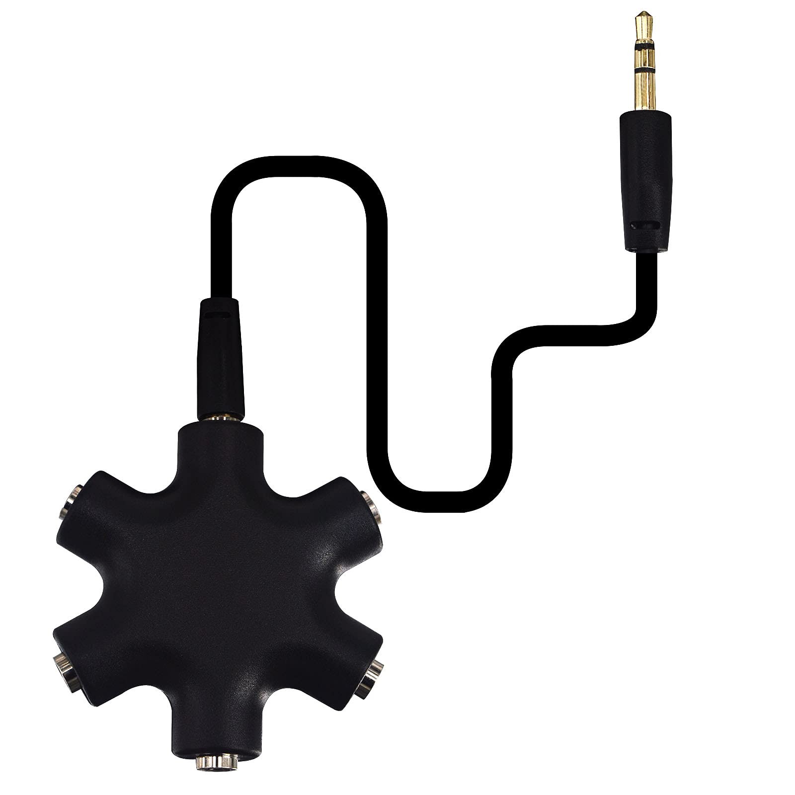 Onelinkmore Headphone Splitter - 5-Jack 3.5mm Audio Stereo Adapter for Black 