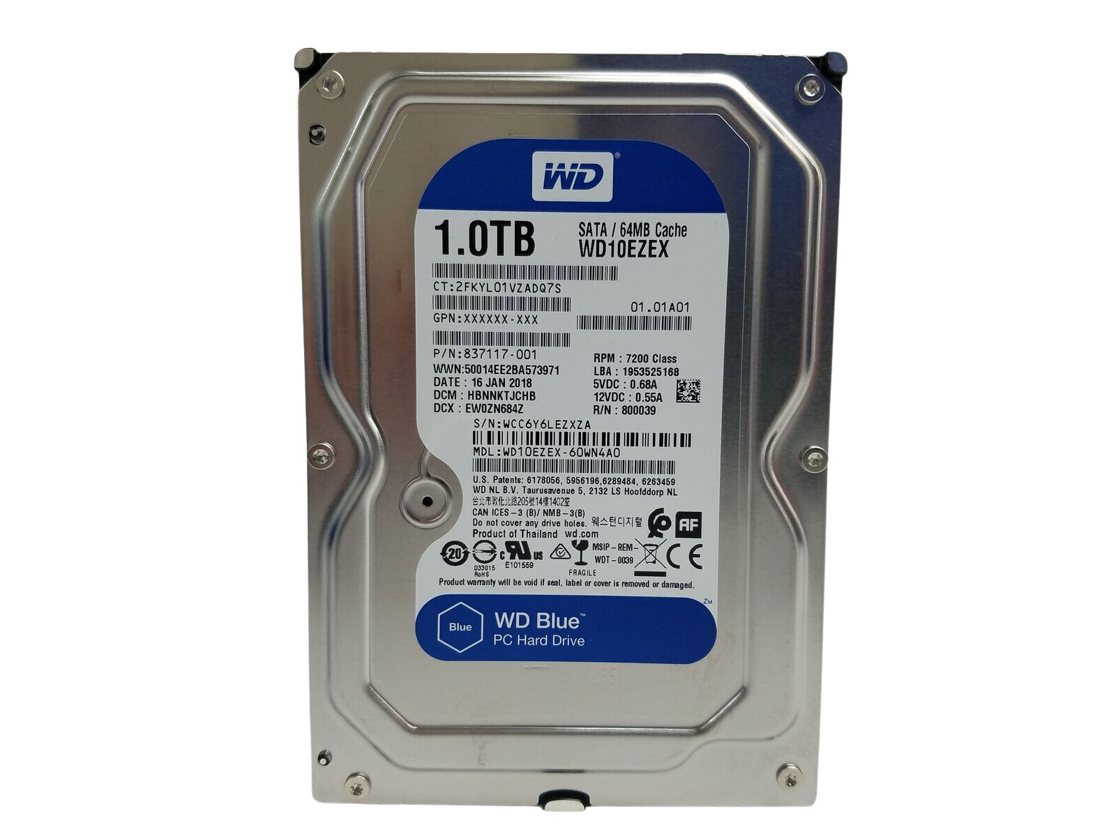 Western Digital Blue (7200RPM, 3.5", SATA III, 64MB Cache) 1TB Internal...