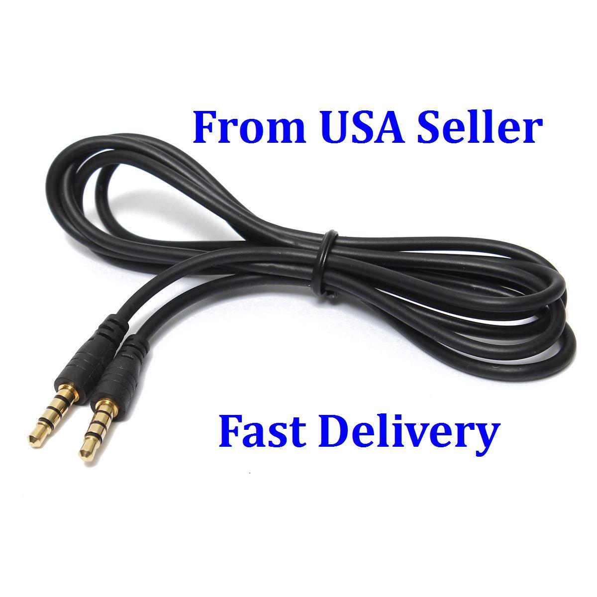 3 Lot 3ft  4-Pole 3.5mm Male to 3.5mm Male Gold Stereo Audio Headphone Cable USA