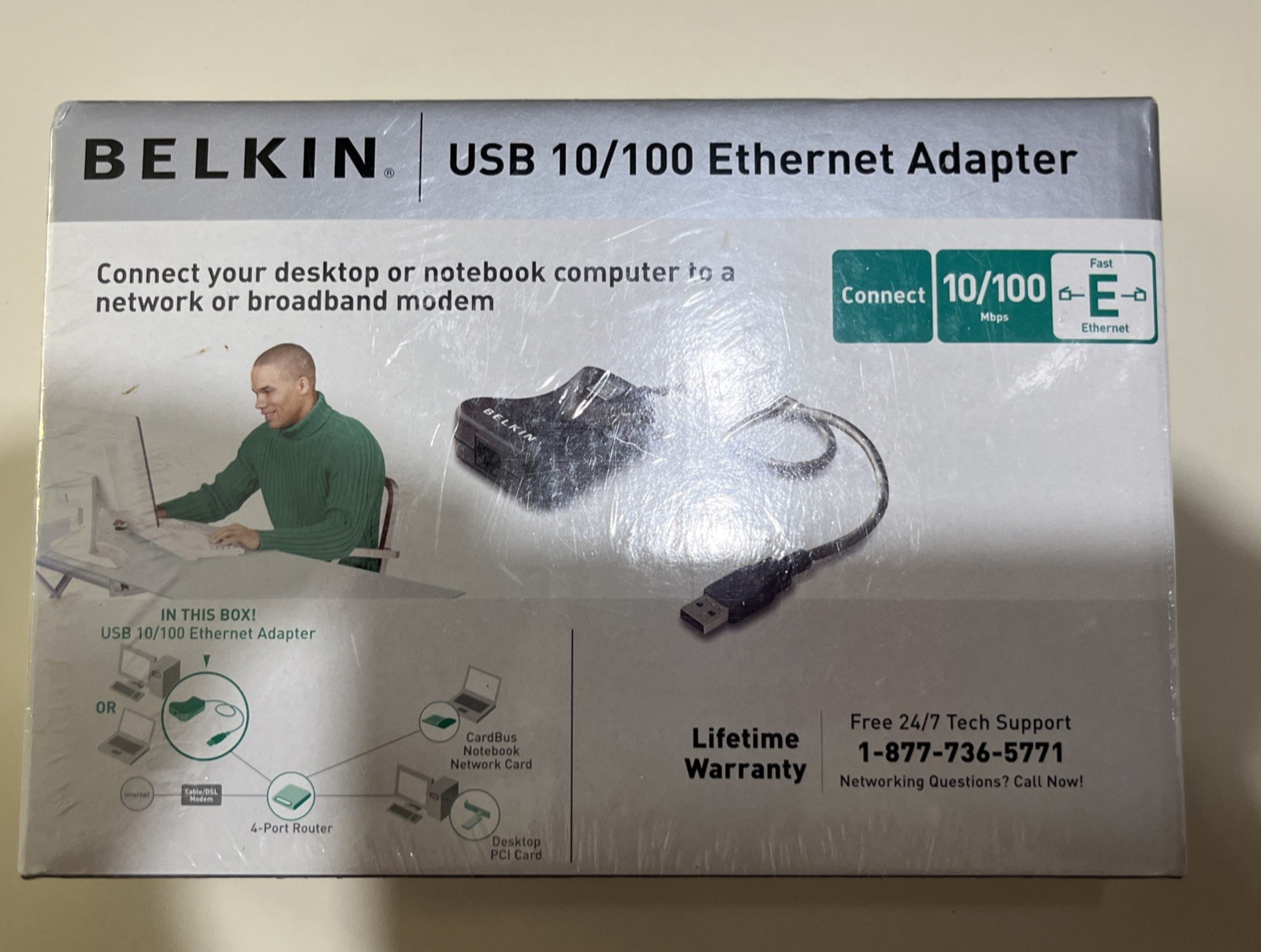 Belkin F5D5050 USB to 10/100 Ethernet Adaptor & CD. 4 Internet Notebook Computer