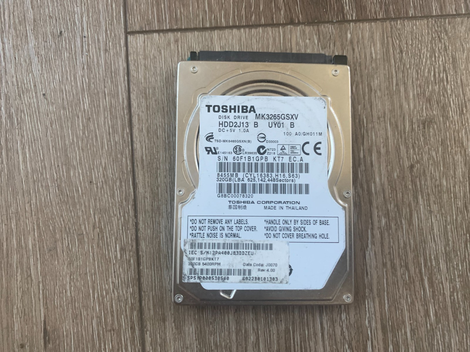 Toshiba MK3265GSXV HDD2J13 B UY01 T 320GB 2.5 SATA Laptop Hard Drive