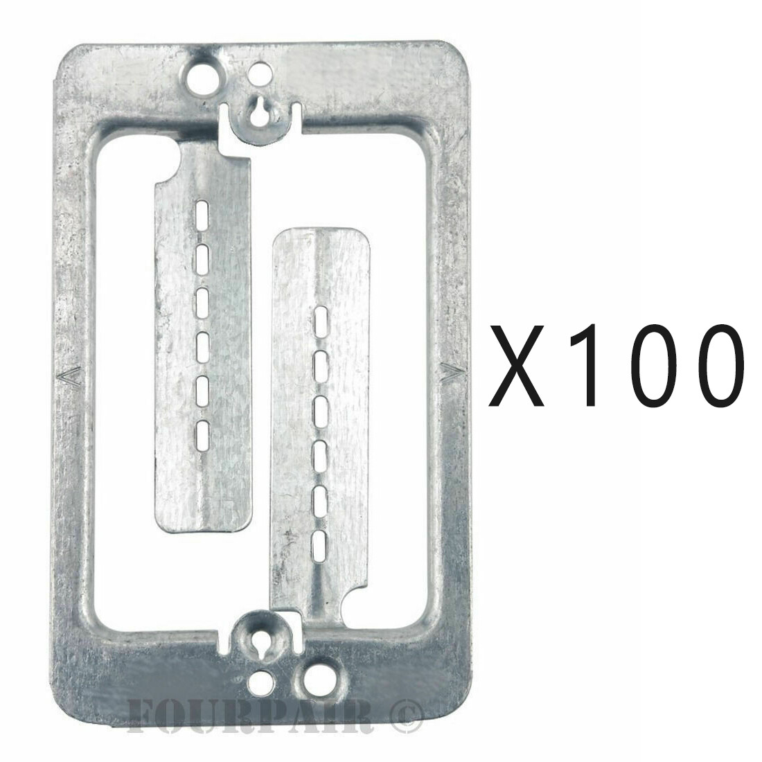 100 Pack 1-Gang Steel Drywall Bracket Face Wall Plate Mount Mud Ring Low Voltage
