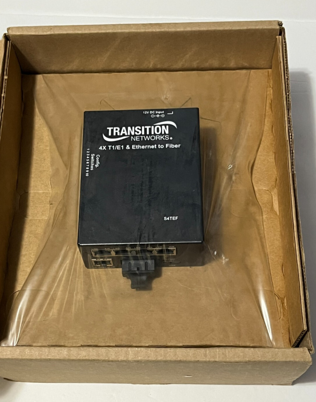 Transiton Neworks S4TEF 4X T1/E1 & Ethernet To Fiber TX 100Base-FX RX