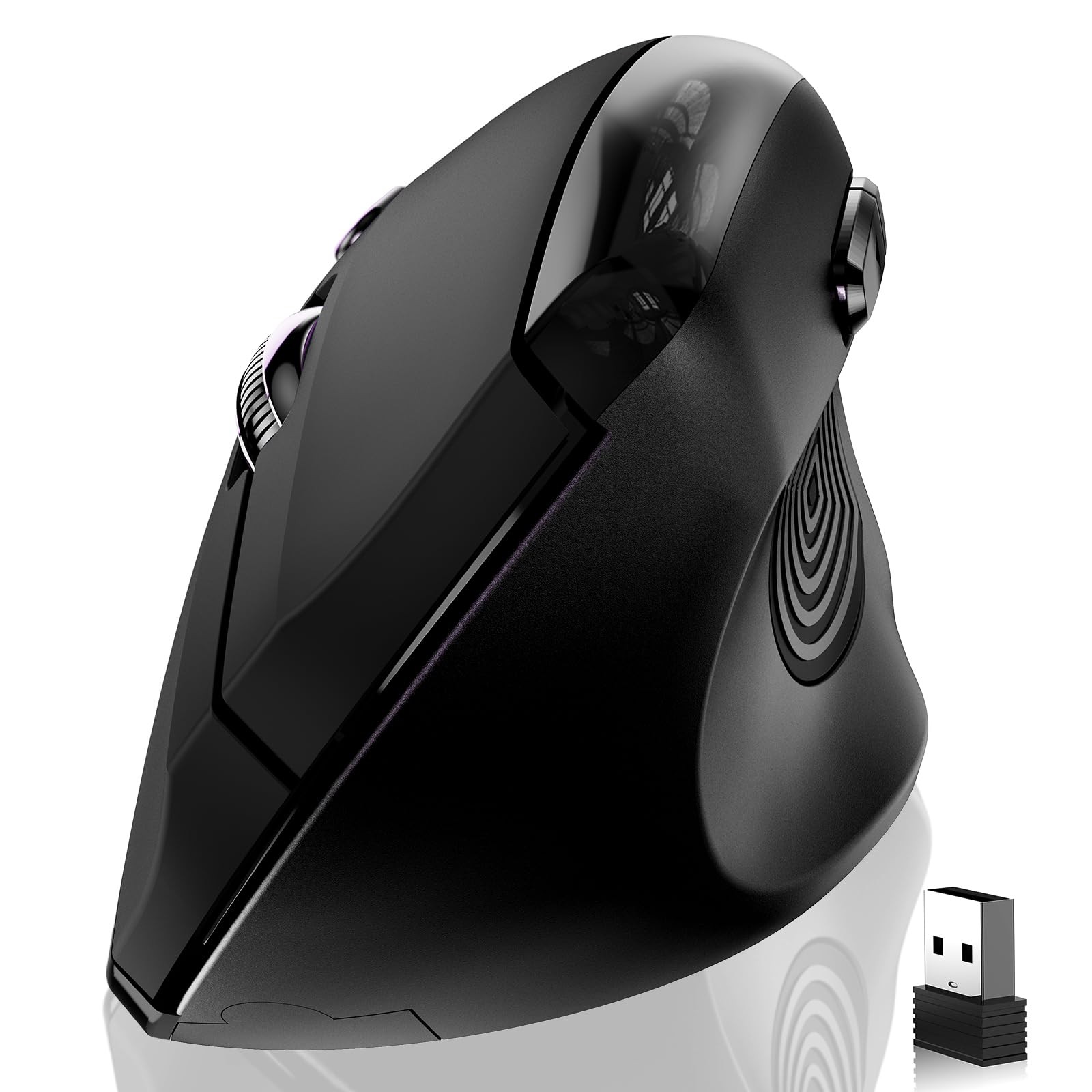 Black Ergonomic Vertical Wireless Mouse 2.4G 800/1200/1600 DPI Right Hand