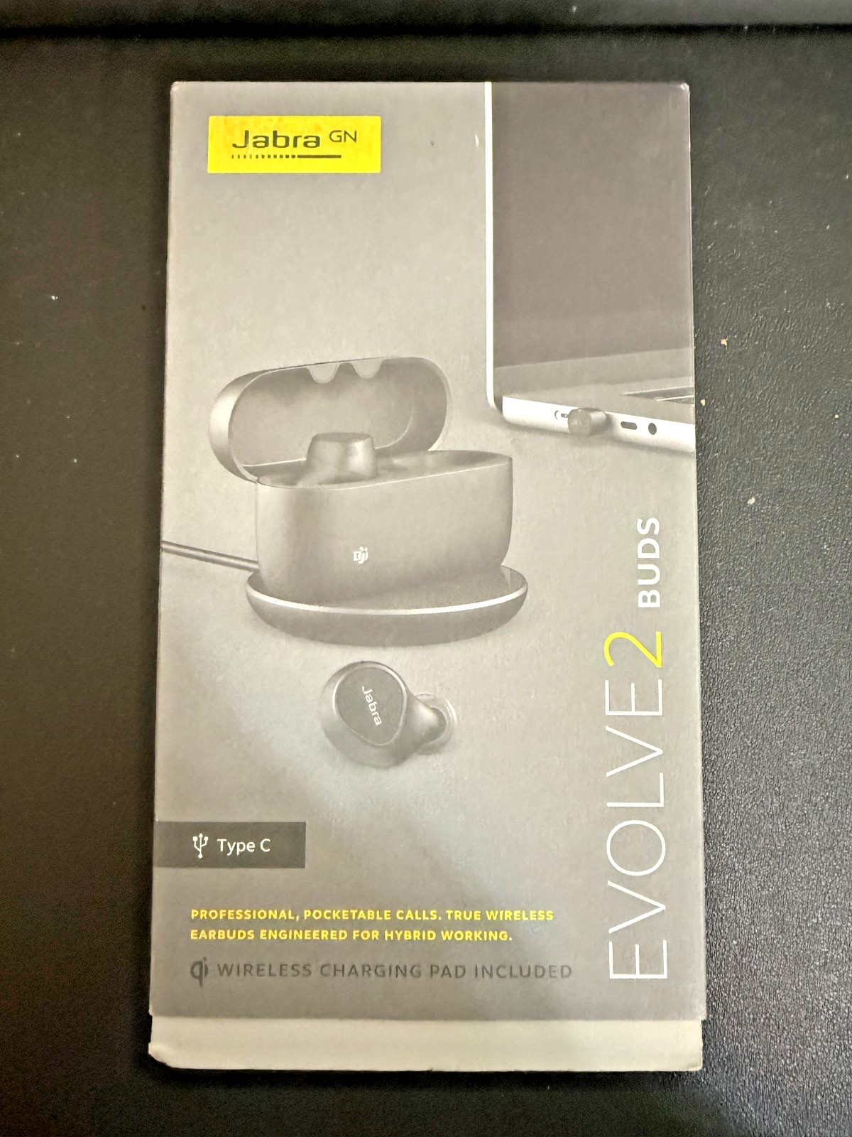 Jabra Evolve2 True Wireless Bluetooth Earbuds with Wireless Charging Pad