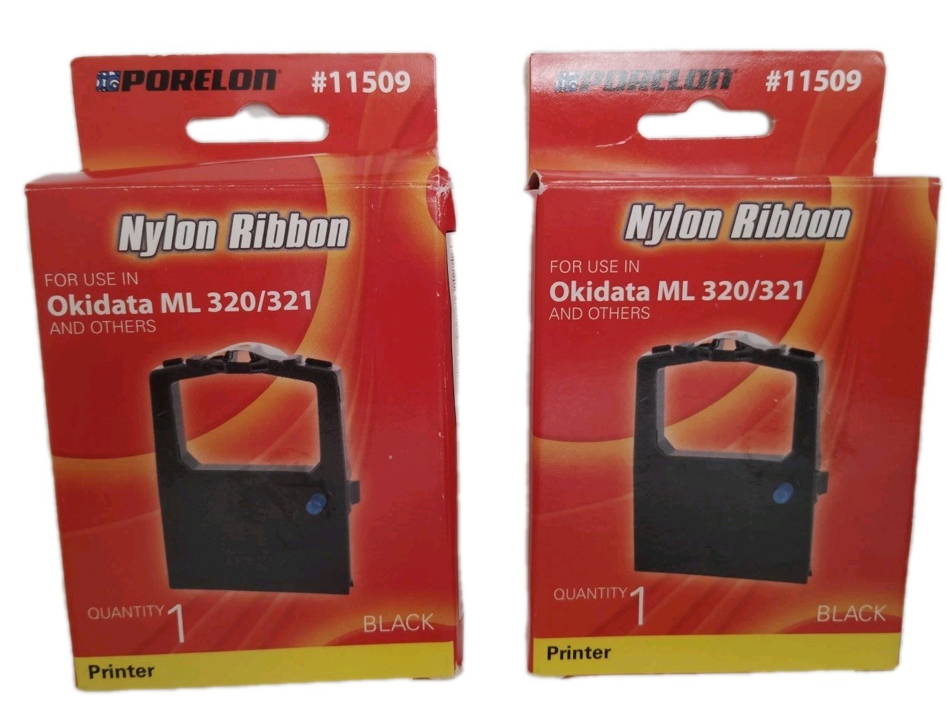 2 New OKIDATA Microline 320 321 Black Nylon Ribbon by Porelon #11509