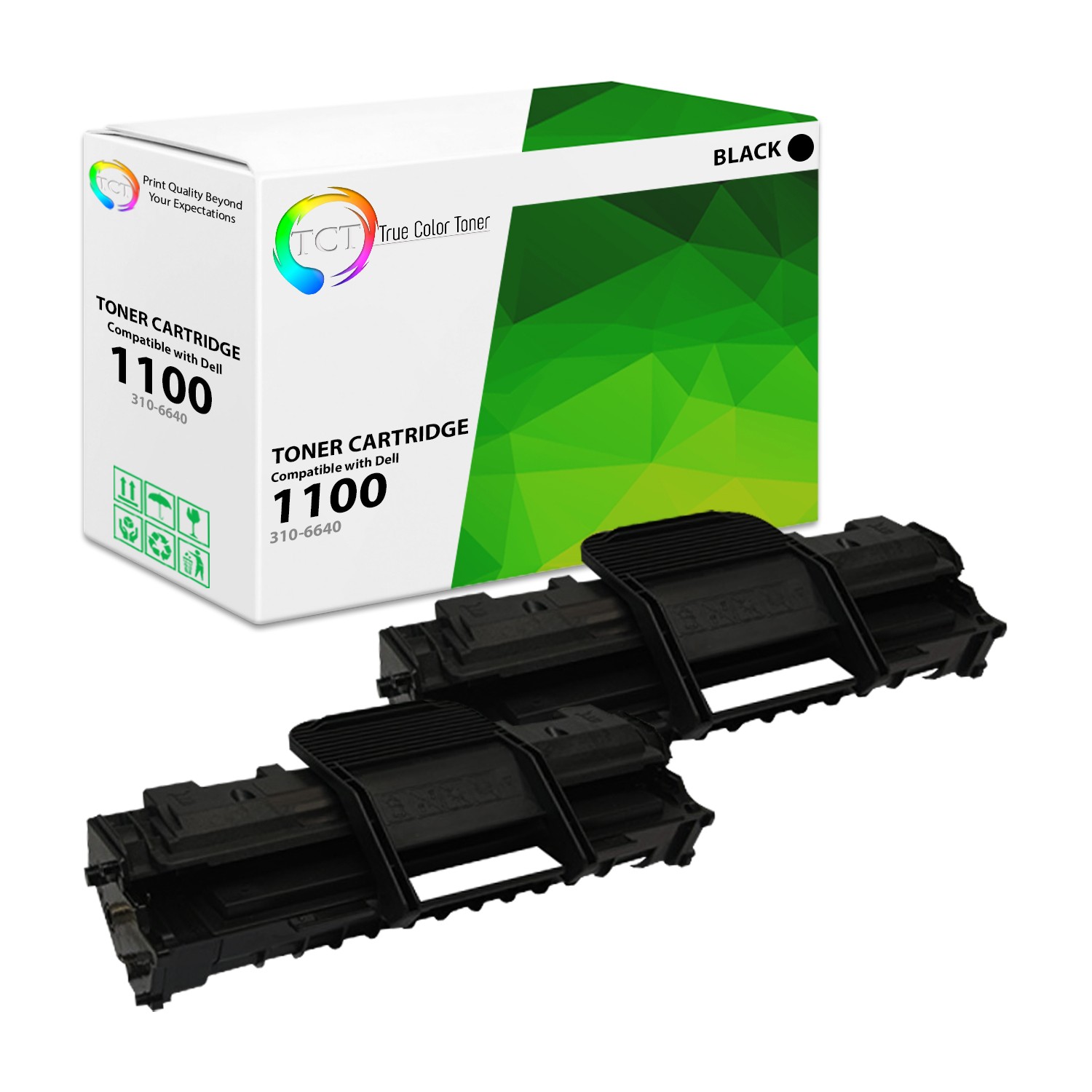 2Pk TCT 310-6640 For Dell 1100 1110 Black Compatible Toner Cartridge 3000 Pages