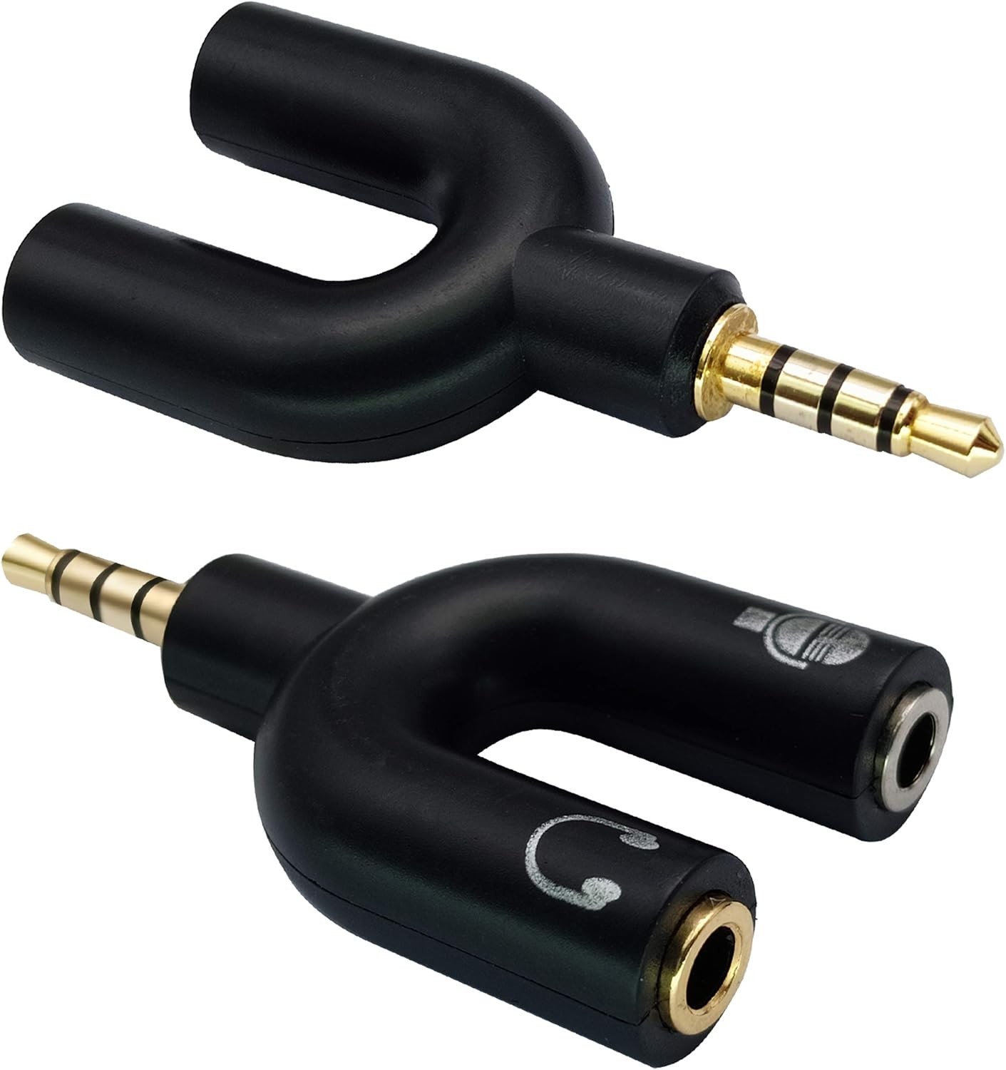 3.5mm Headphone Y Splitter Adapter Gold Plated 4 Pole Male to Black 