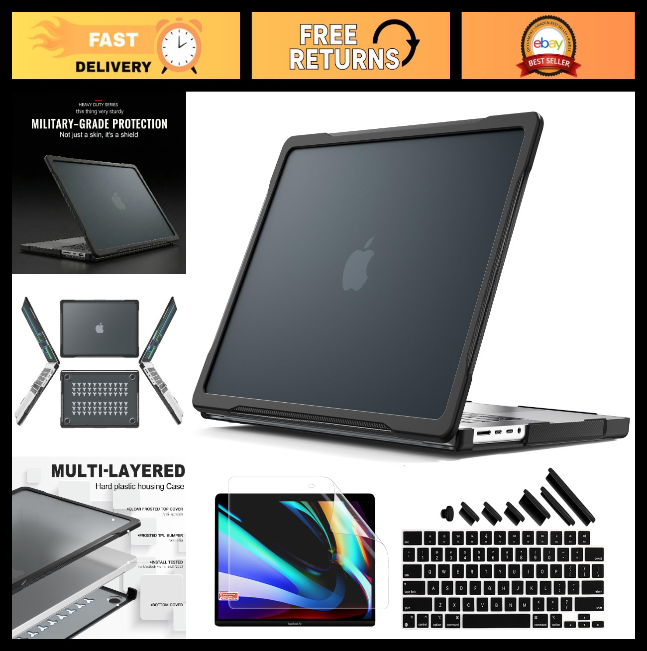 Ultimate Protection Case for MacBook Pro 14" 2025-2026, Shockproof Armor Shell,
