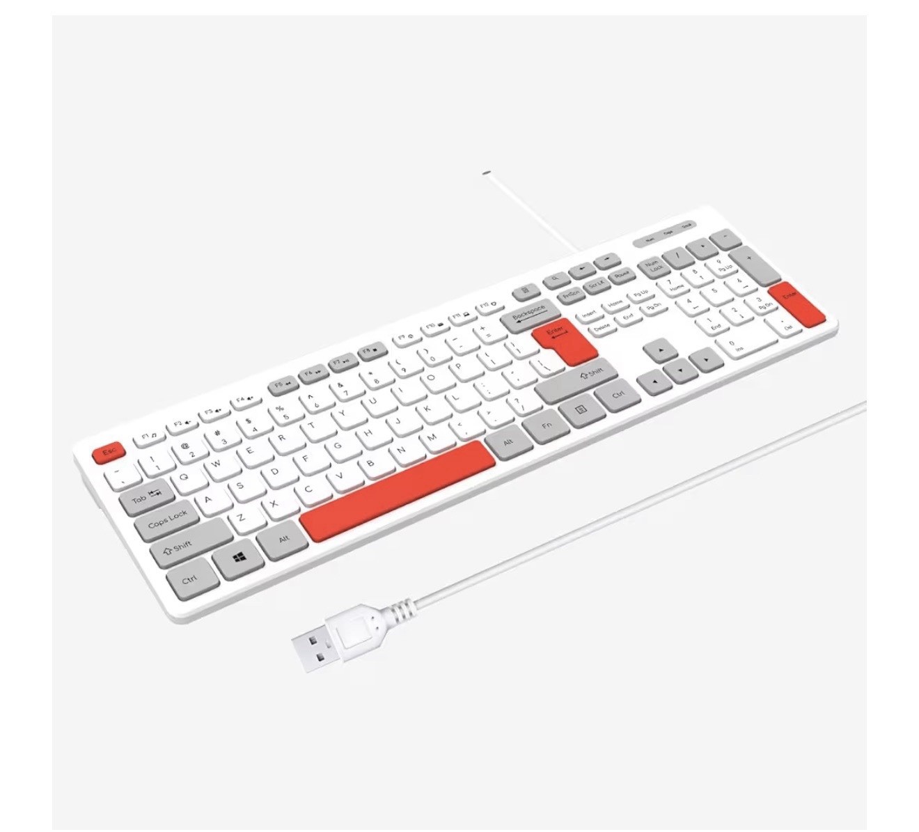 Wired USB Keyboard Wired Computer Keyboard Durable Ultra-Slim Wired White