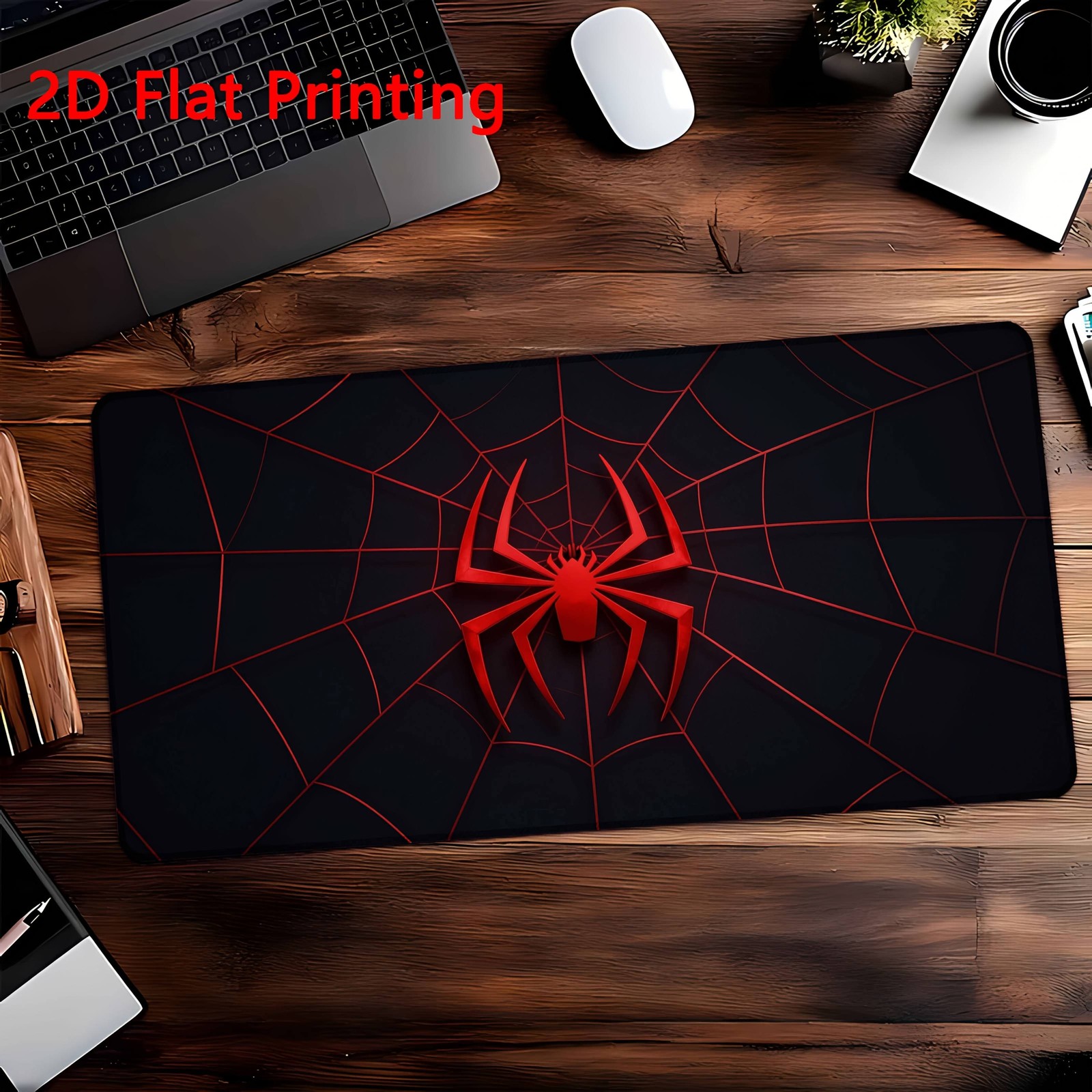 Red Spider Web Pattern Mouse Pad, Suitable for Gaming, Office Desks, And Compu
