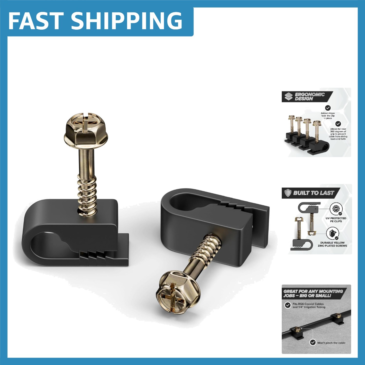 Versatile 50 Pack Cable Clips with Screws - Ultimate Cord Management Solution