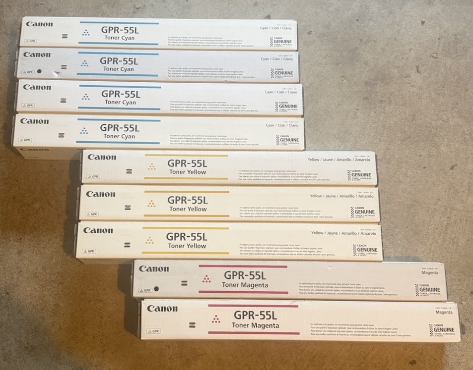 Canon GPR-55L Toner Cartridges Cyan Yellow Magenta Sealed (Lot of 9) Genuine