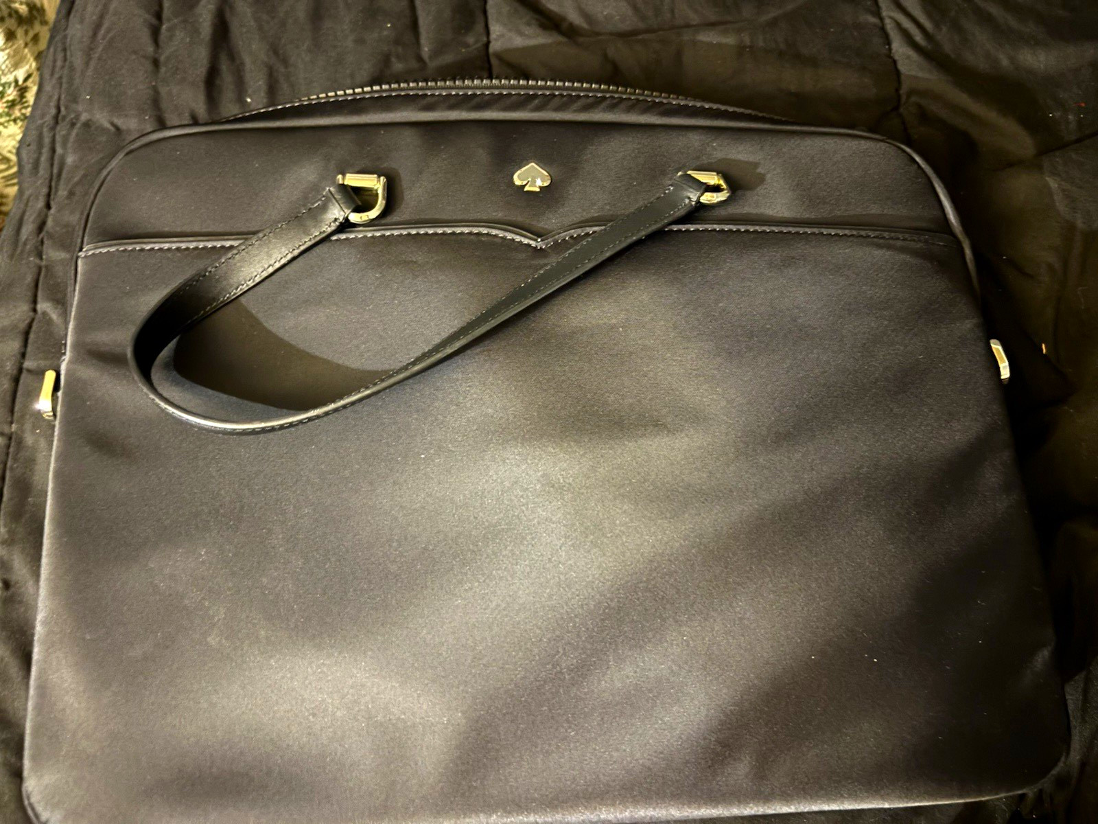 Kate Spade New York Jae Black Nylon Work Laptop Tote Bag Gold Hardware NWOT