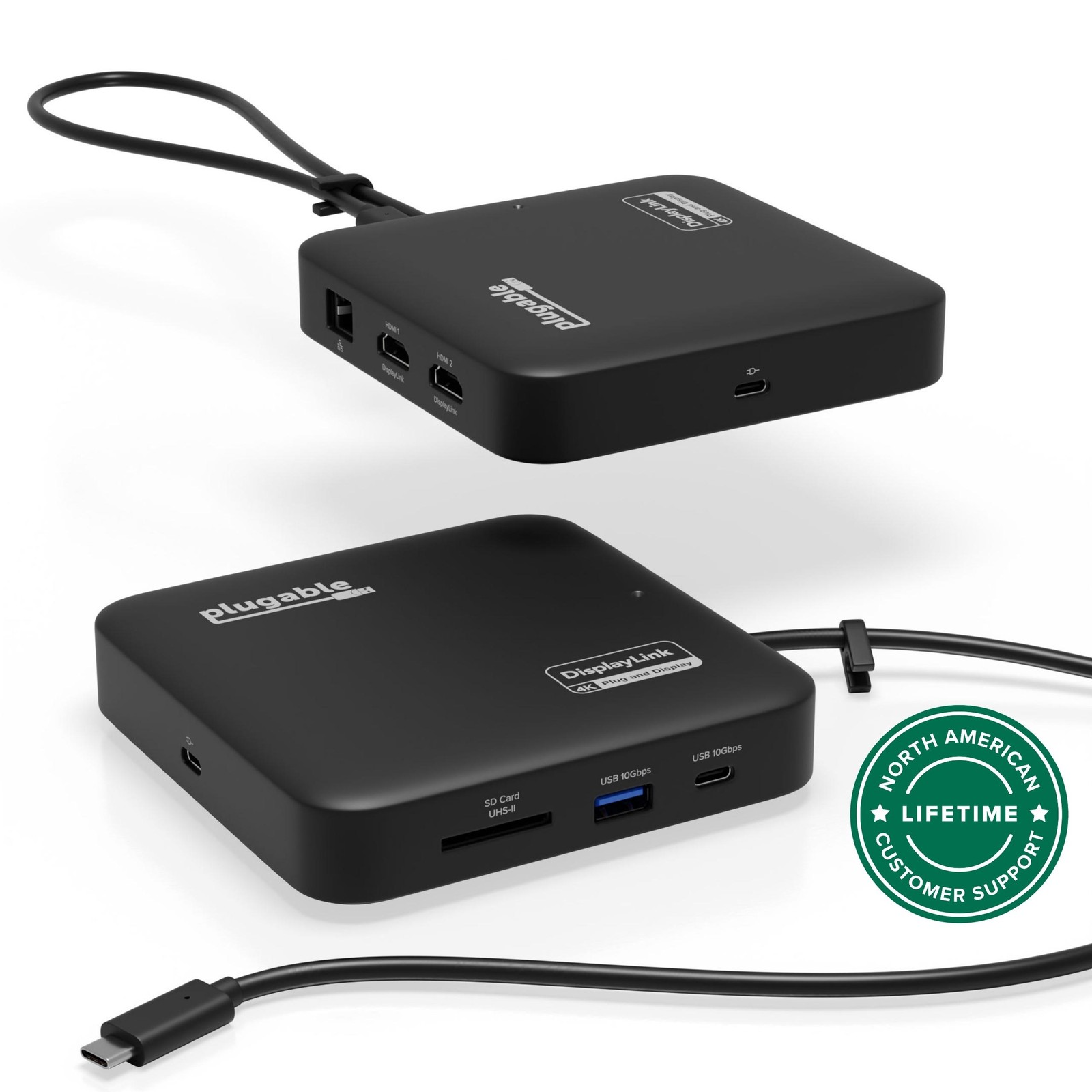 Plugable USB-C Dual HDMI Docking Station, 100W Pass Through Charging