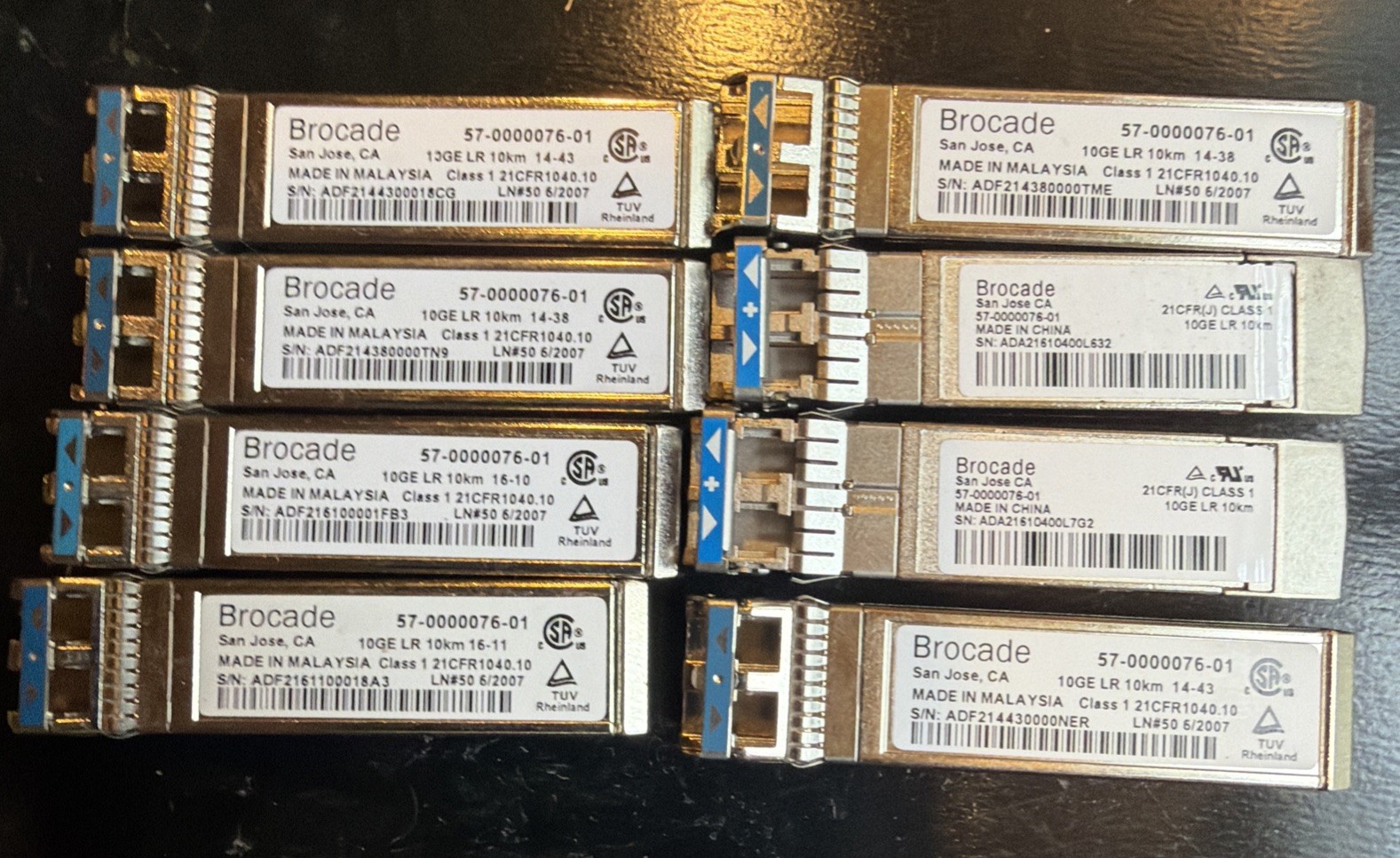 Lot Of 9x Brocade 10GE SFP+ Ethernet Optic Transceiver (57-0000075-01)