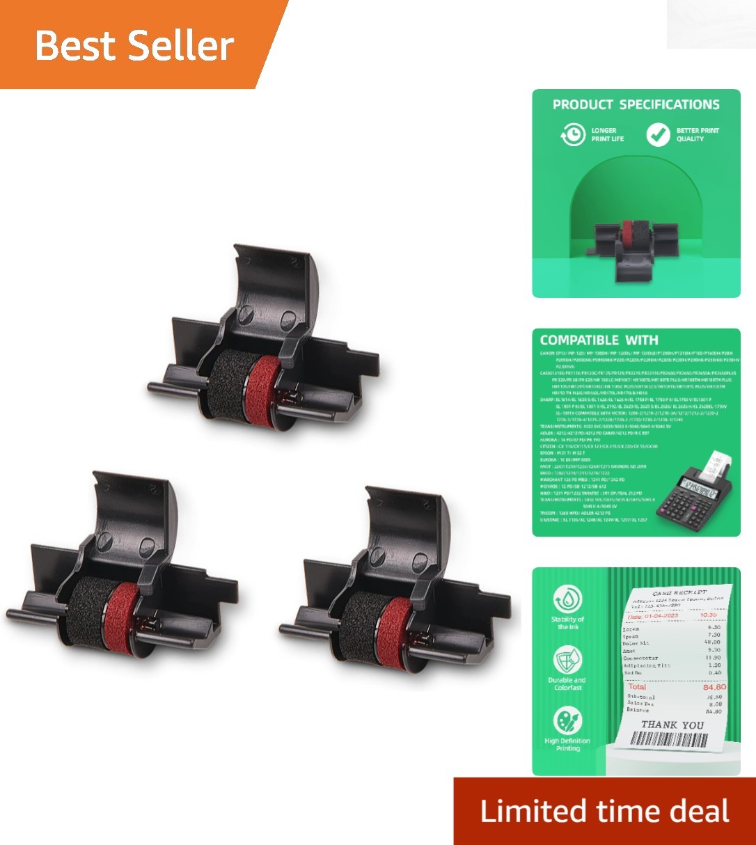Individually Sealed 3 Pack of High-Quality IR-40T Ink Ribbons for Calculators