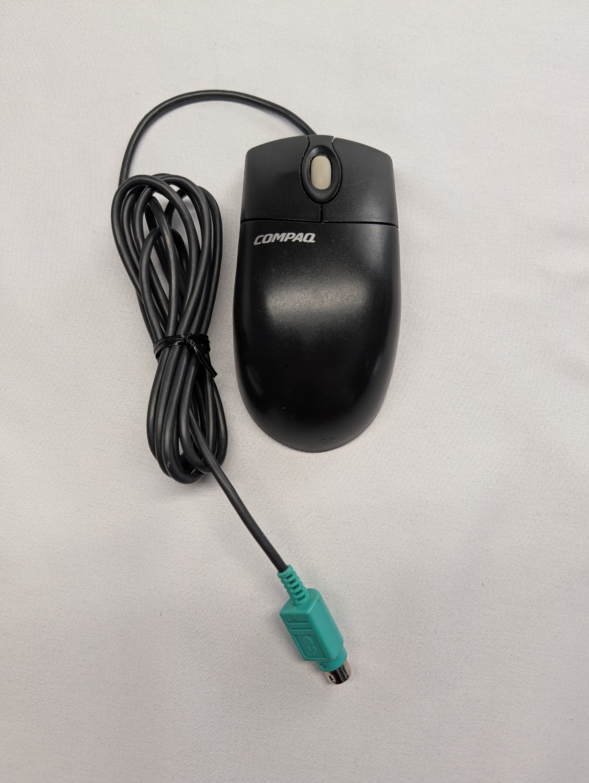 Vintage Compaq MO42KC Mouse Scroll Wired Ball Black 5187-1786 PS/2 Office OEM
