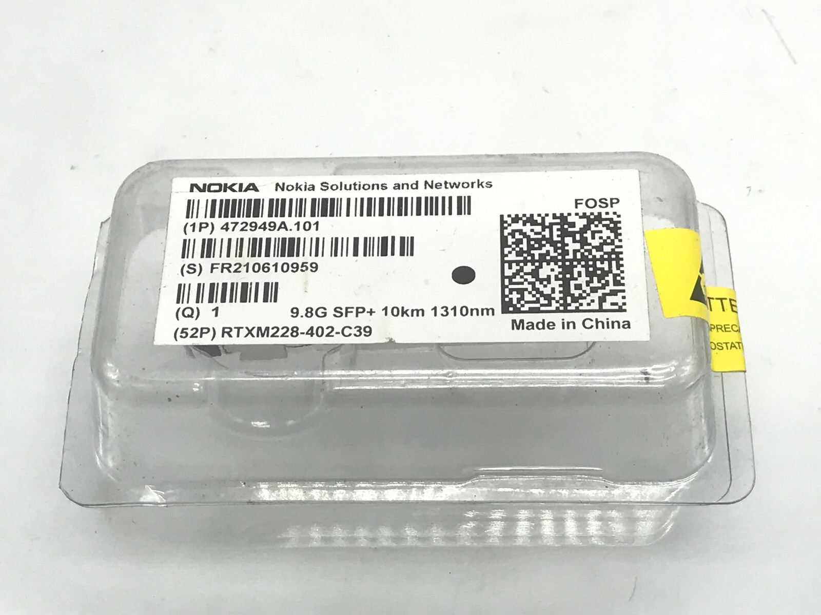 New NOKIA-NSN FOSP 472949A.101 SFP+ 9.8G 10km 1310nm I-Temp  S1.1  RTXM228-402