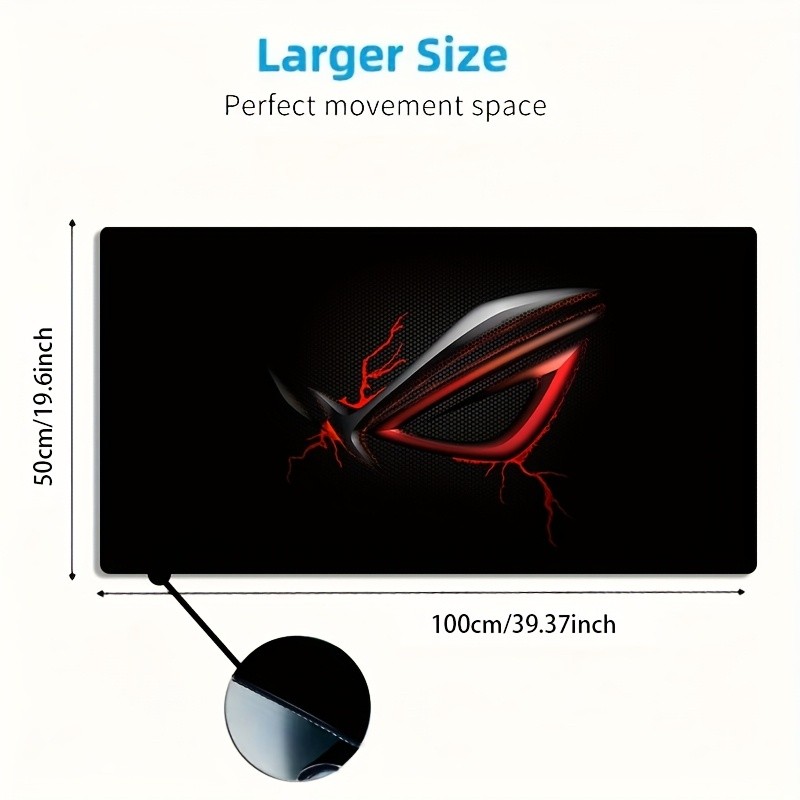 1pc Large-sized Esports Gaming Mouse Pad, Featuring a Red and Black Cracked Es