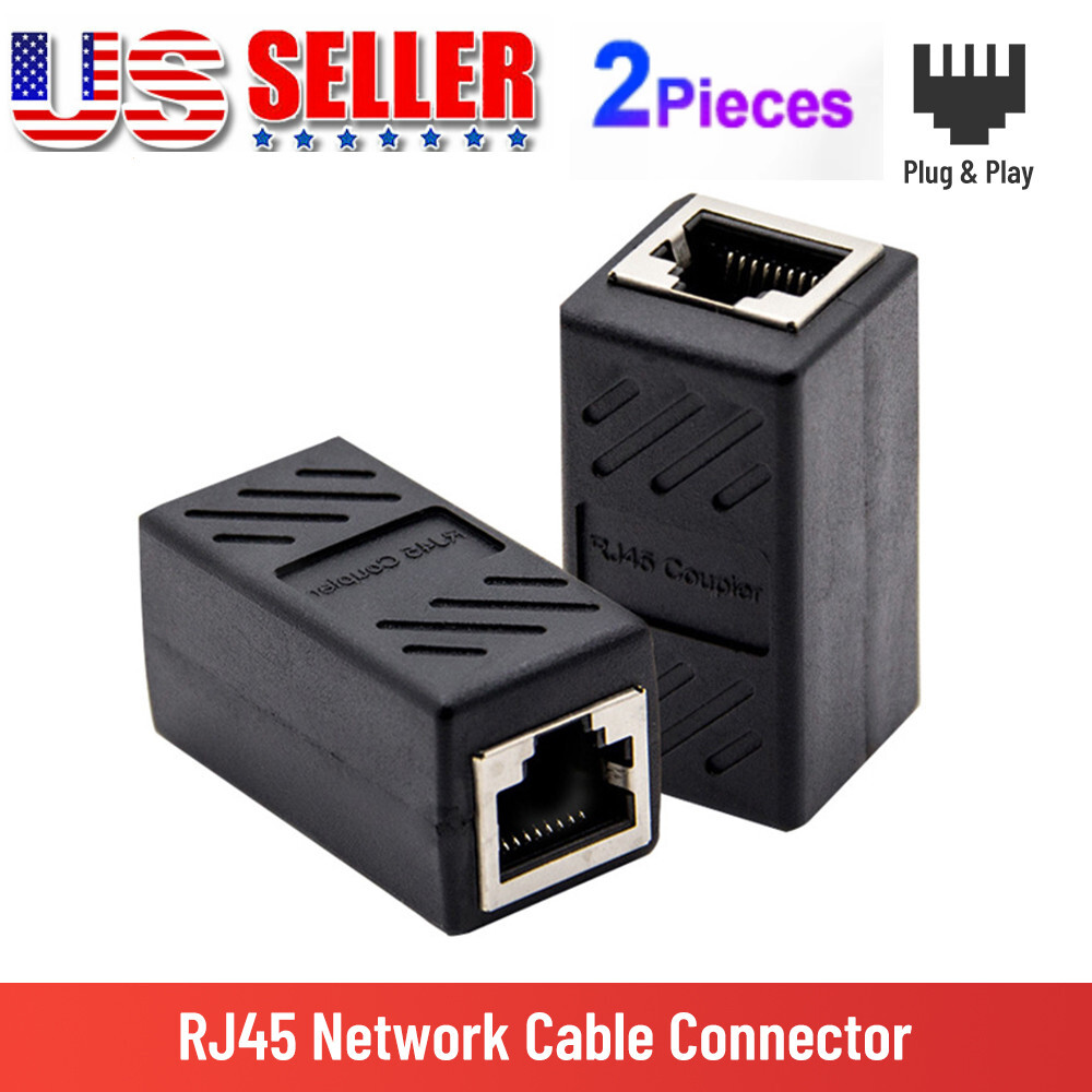 2PCS RJ45 Female to Female Network Cat5e Ethernet LAN Connector Adapter Coupler