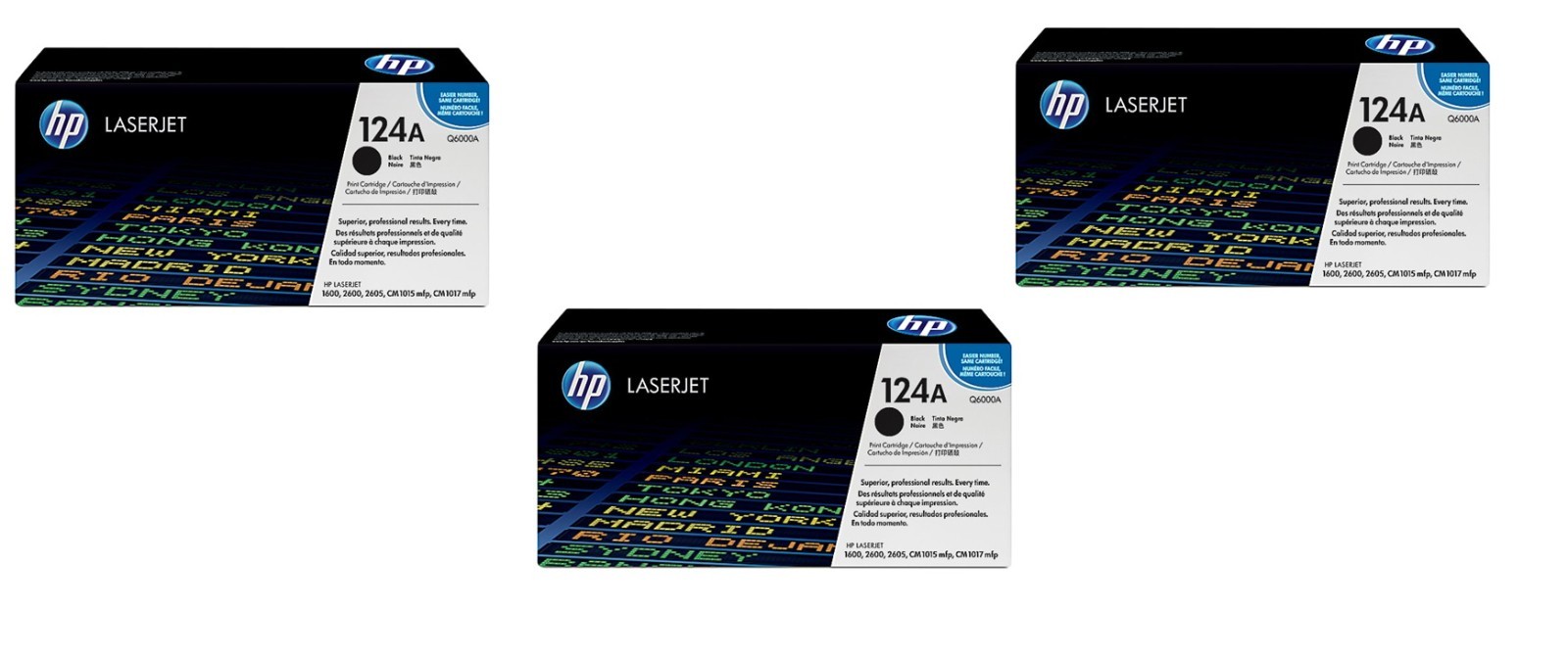 3 NEW HP 124A LaserJet Toner Cartridge - Black (Q6000A)