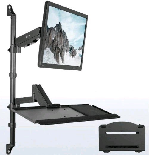 NEW IN BOX Vivo Blk Monitor PC WORKSTATION ADJUST WALL STAND OR SIT MOUNT ATTACH