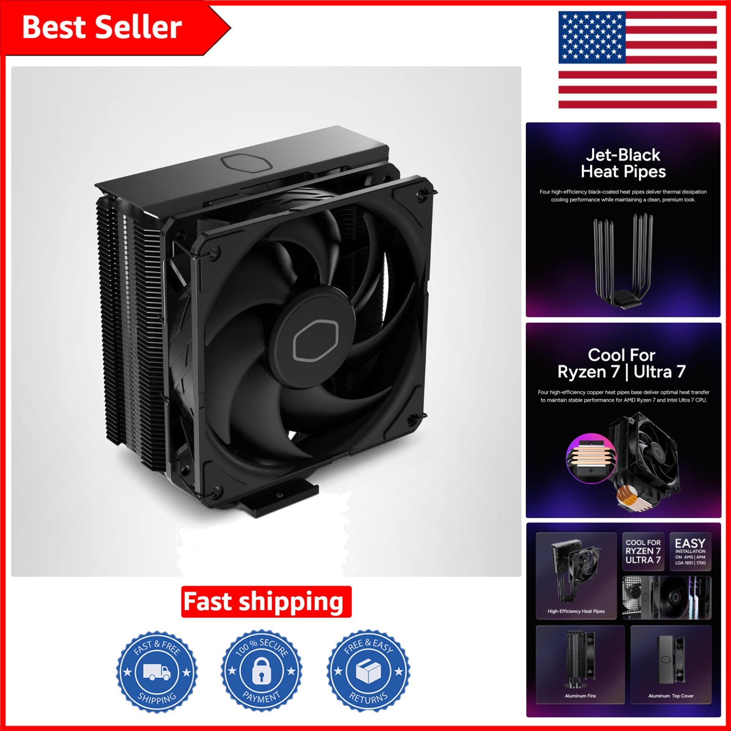 Ultra-Efficient Hyper 212 Black CPU Cooler: Perfect for High-Load Systems