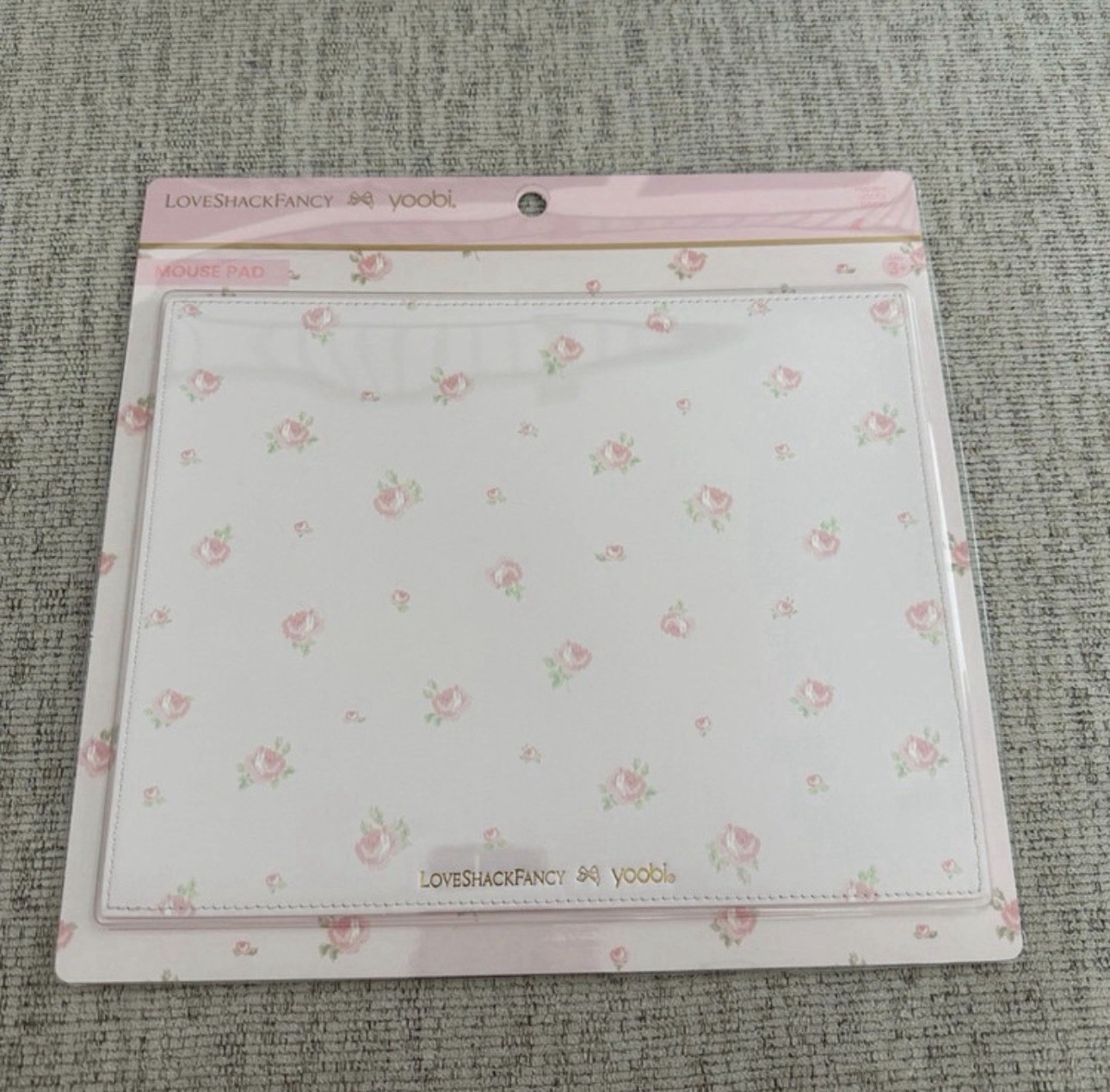 yoobi x LoveShackFancy Patterned Floral Mouse Pad White Pink Green