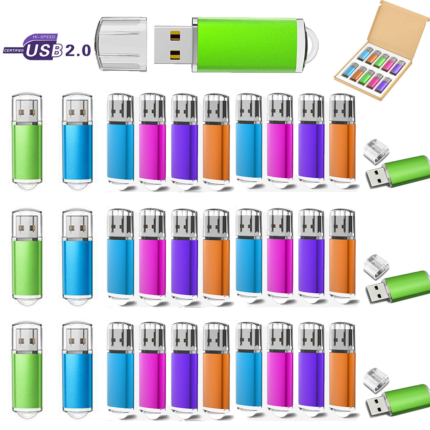 50 Pack USB 2.0 Flash Drive Memory Sticks Thumb Drive 2GB,4GB,8GB,16GB,32GB,64GB