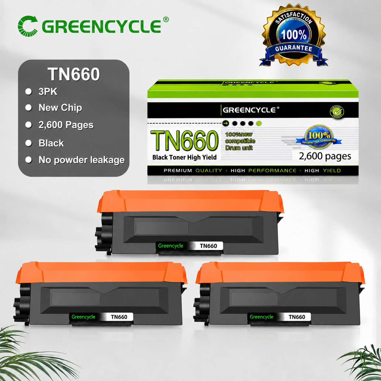 3PK TN630 TN660 Toner For Brother HL-L2340DW HL-L2360DW HL-L2380DW DCP-L2540DW