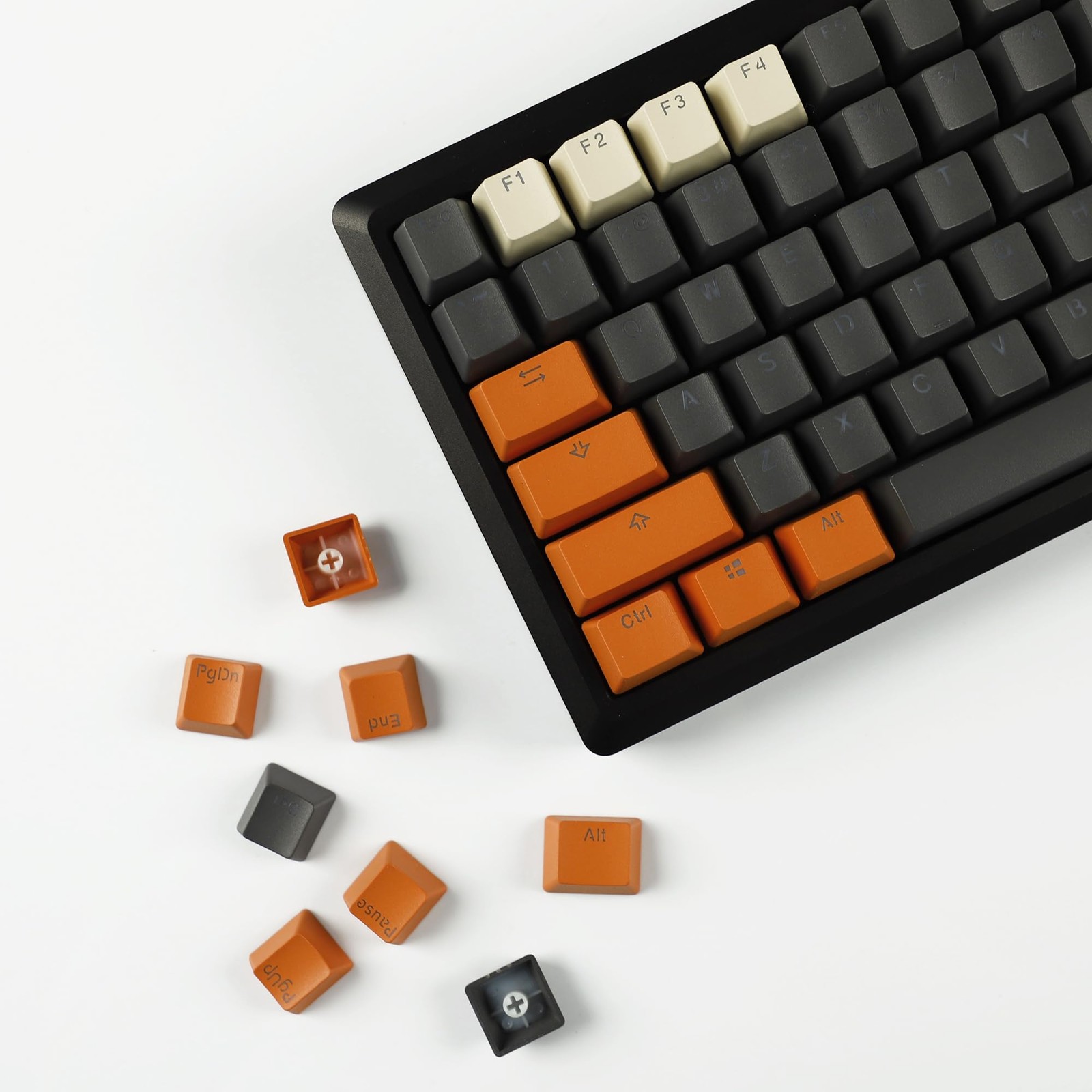 Carbon Miami PBT Double Shot Shine Through ANSI Backlit Keycaps Reversed