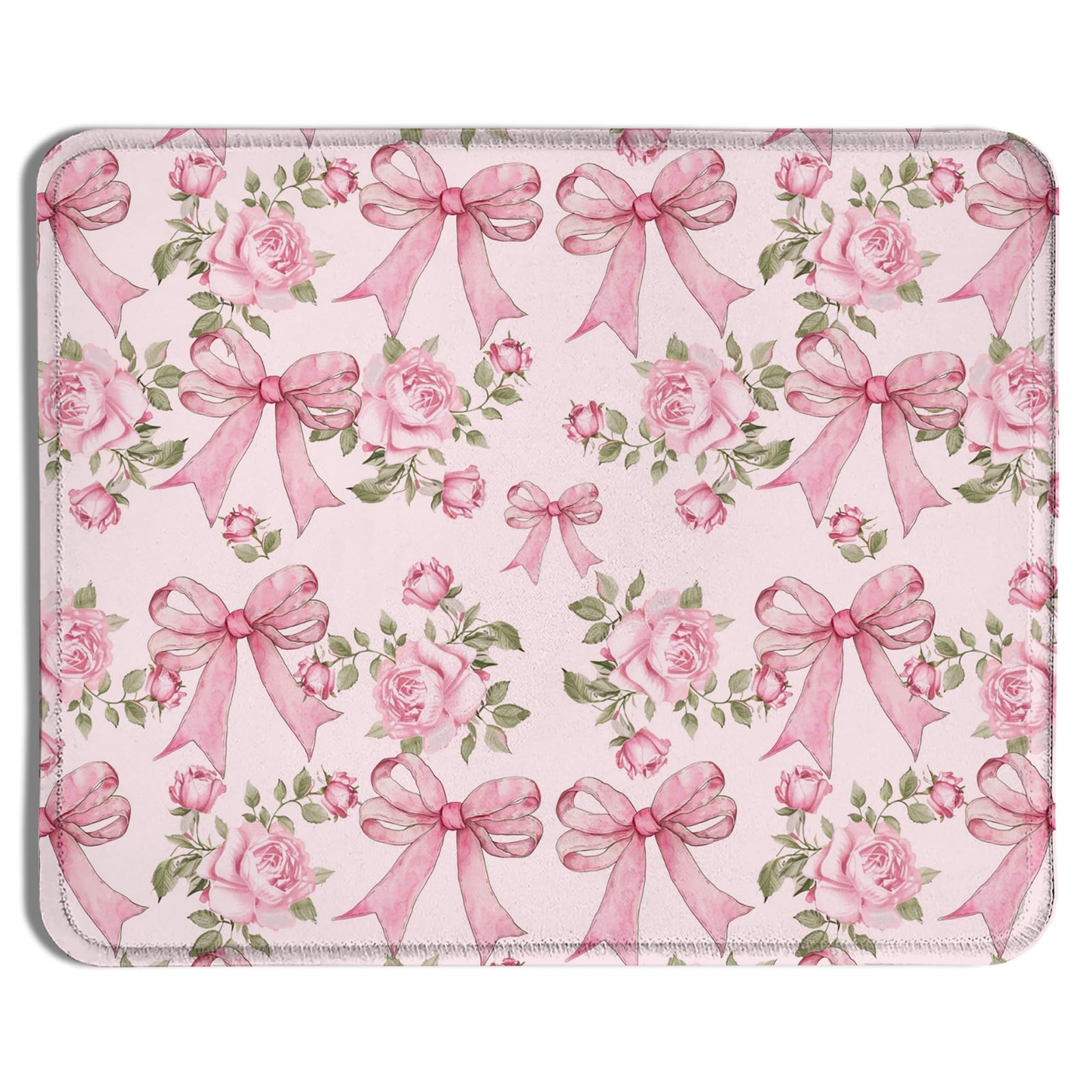 9.5x7.9 Inch Funny Coquette Pink Floral Bow Mouse Pad Preppy Girly Desk Decor