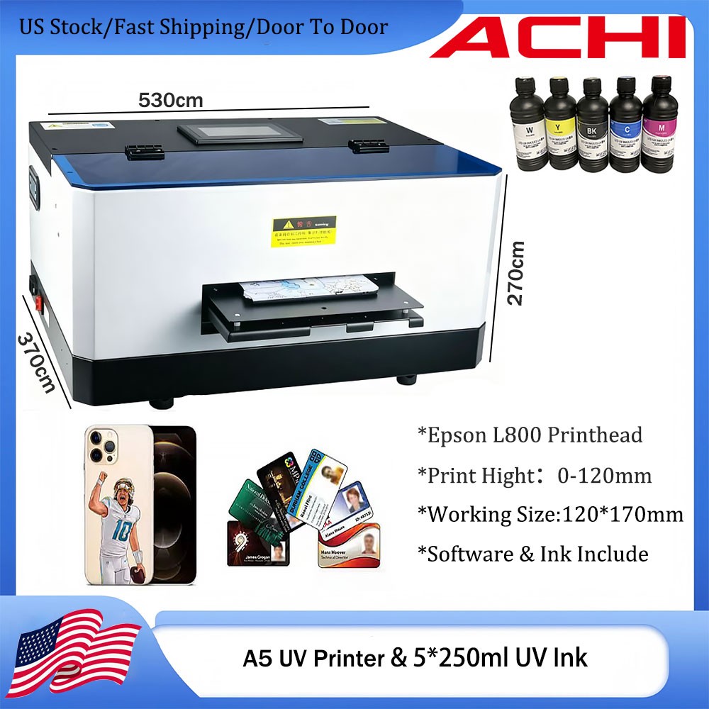 ACHI A3/A4/A5 UV Flatbed Printer Epson Printhead High Precision DIY Printing