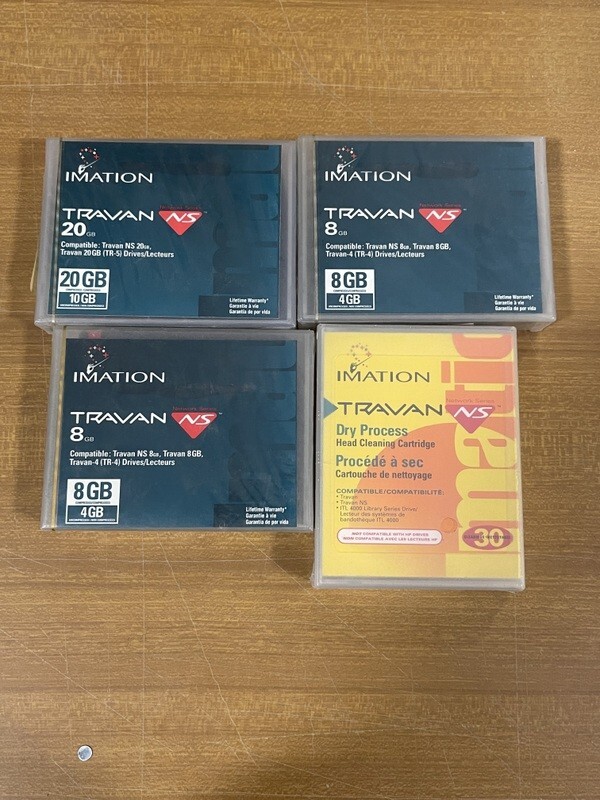 4x imation travan NS dry process 8gb 20gb cartridge data tape data cartridge