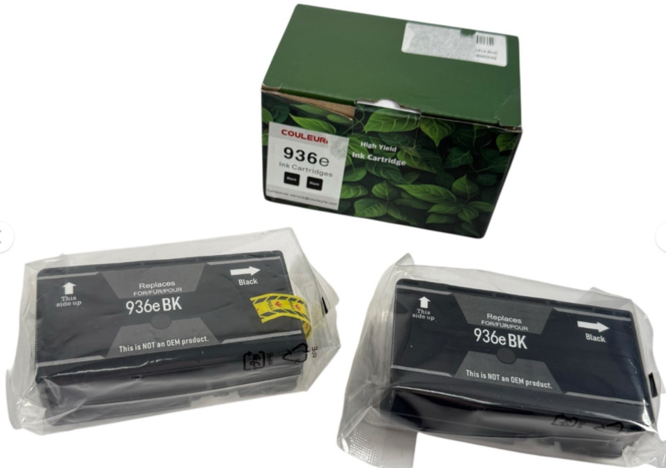 2 Pack 936e Black Ink Cartridges for HP OfficeJet Pro 9125e 9120e 9730e 9135e