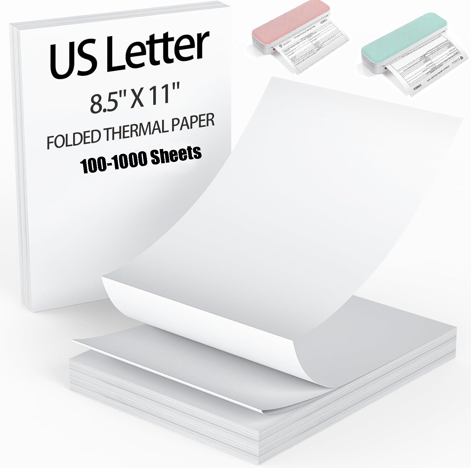 100-1000Sheets Thermal Printer Paper 8.5 X 11 Inch US Letter Size Thermal Paper