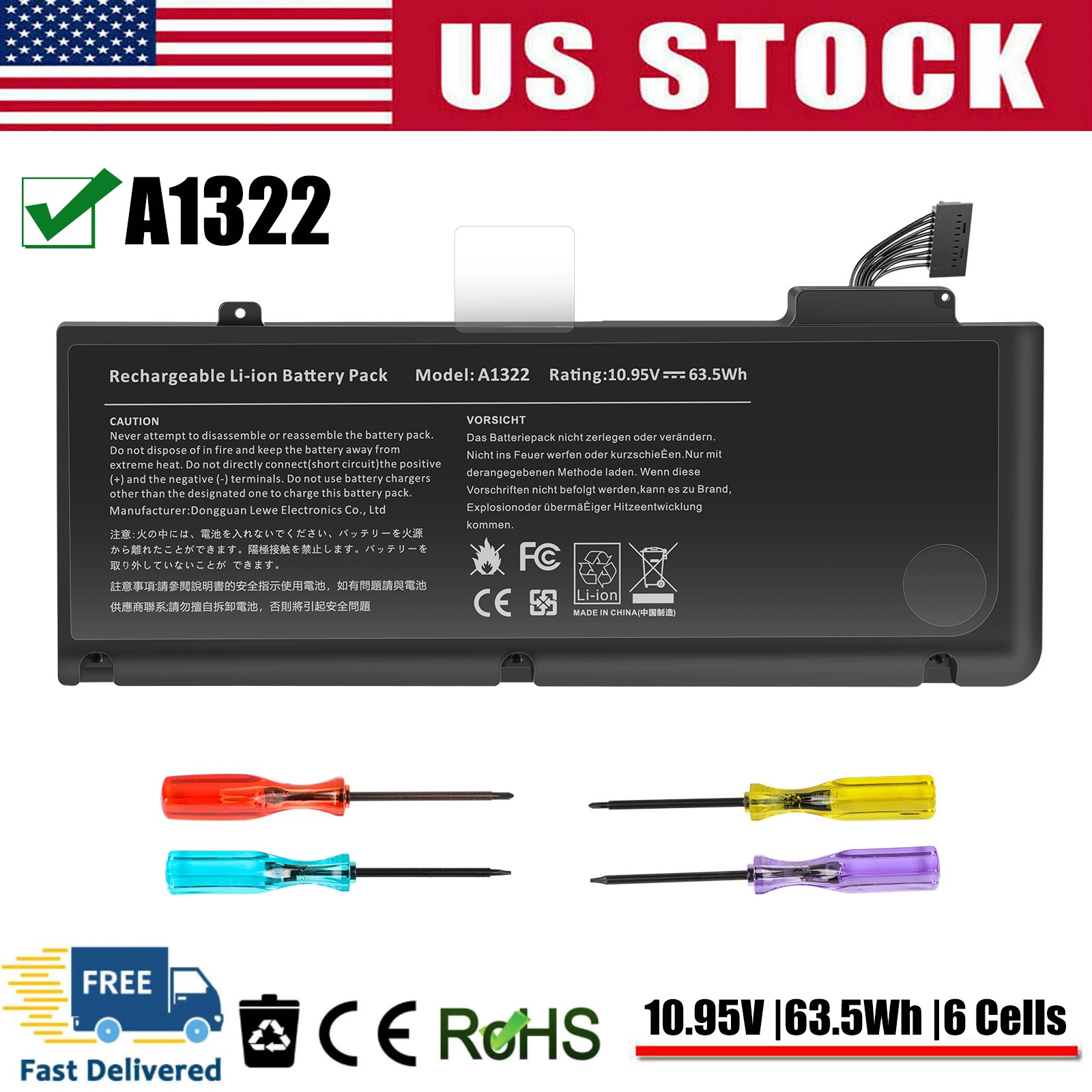 ✅A1278 A1322 Battery For MacBook Pro 13''Mid 2009 2010 Early/Late 2011 Mid 2012