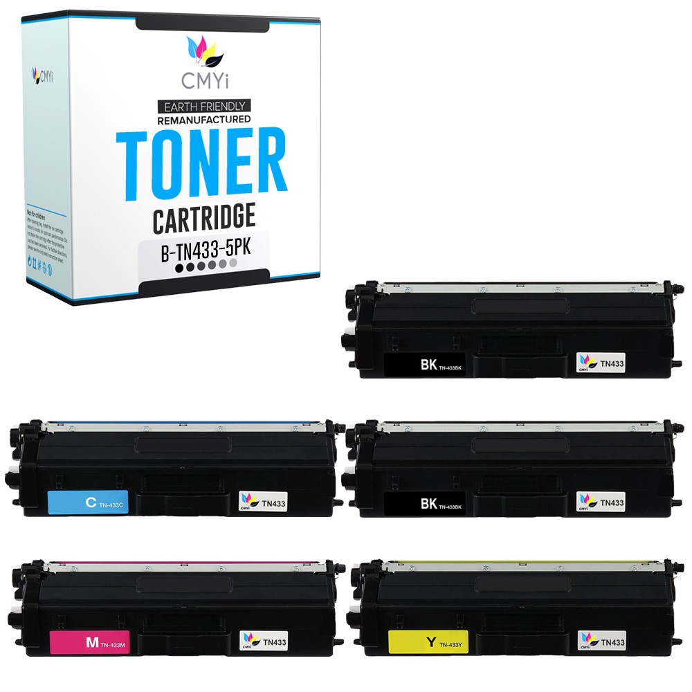 5-PK Compatible CMYi TN433 Printer Cartridges fits Brother MFC-L8610CDW L8690CDW