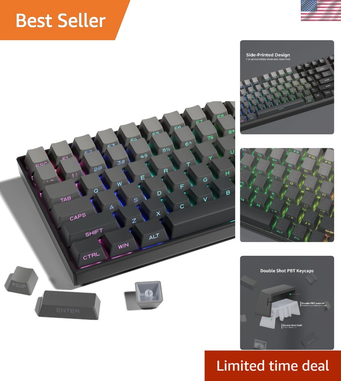 Custom Ergonomic PBT Keycaps – 136 Minimalist Gaming Key Set for MX Switches