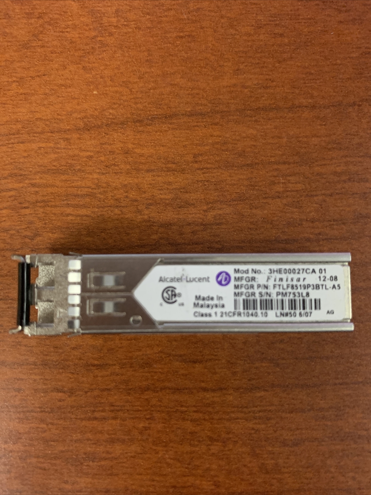 Alcatel-Lucent 3HE00027CA 1GB BASE-LX 850nm MMF LC SFP Transceiver. IPUIBDKDAA