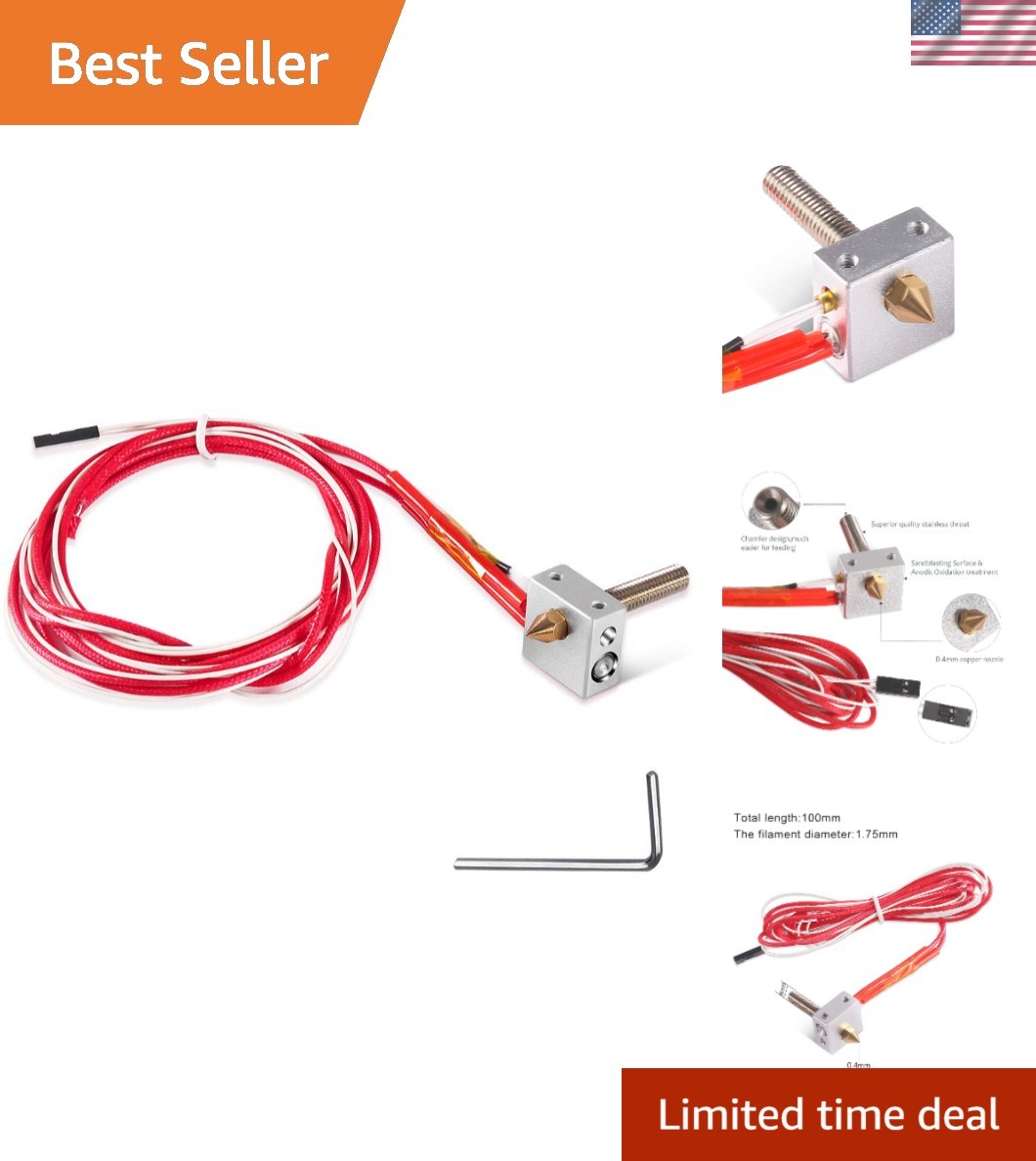 DIY MK8 Hot End Extruder Kit with 0.4mm Brass Nozzle – Compatible with Anet A8