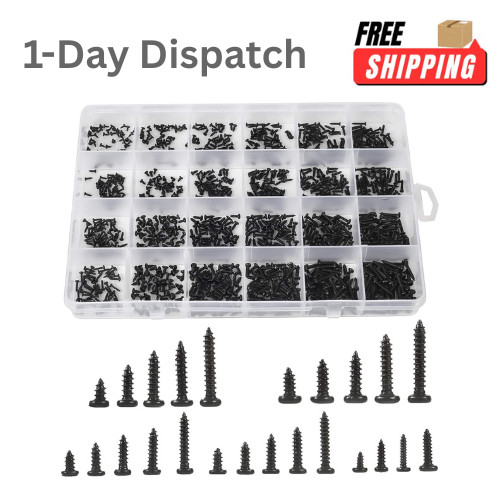 MEIYYJ 1100Pc Laptop Screw Kit M1.2-M2 Phillips Pan Head Black