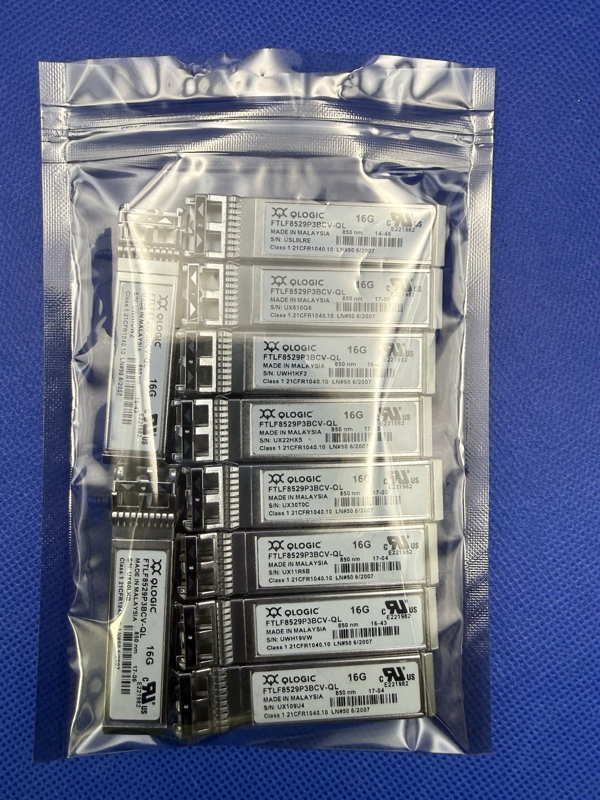 Lot of 10 QLogic FTLF8529P3BCV-QL 16G Fibre Channel SFP+ 850nm Transceivers