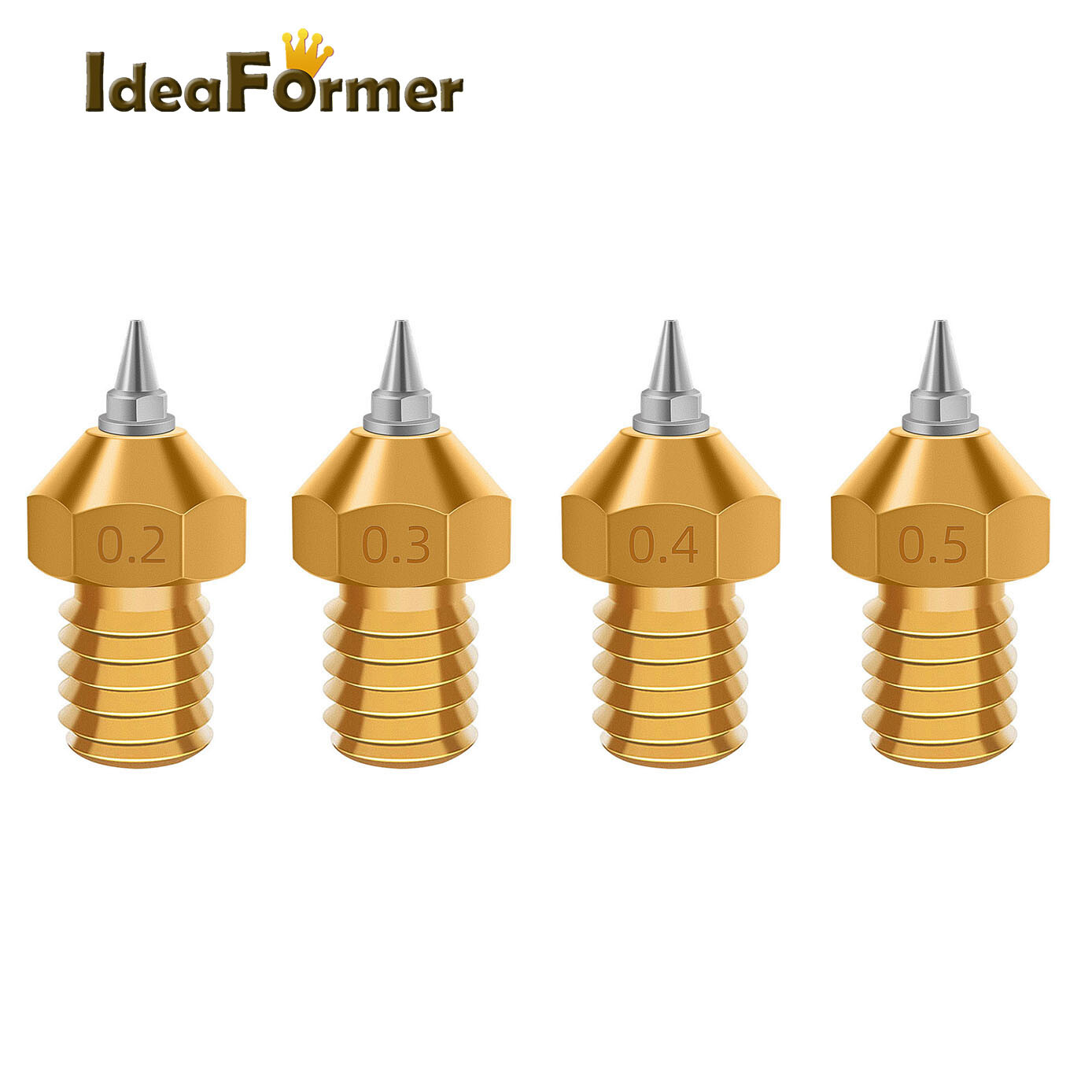 New V6 Nozzle Set M6/1.75mm 0.2/0.3/0.4/0.5mm Removable Tips For Hot End
